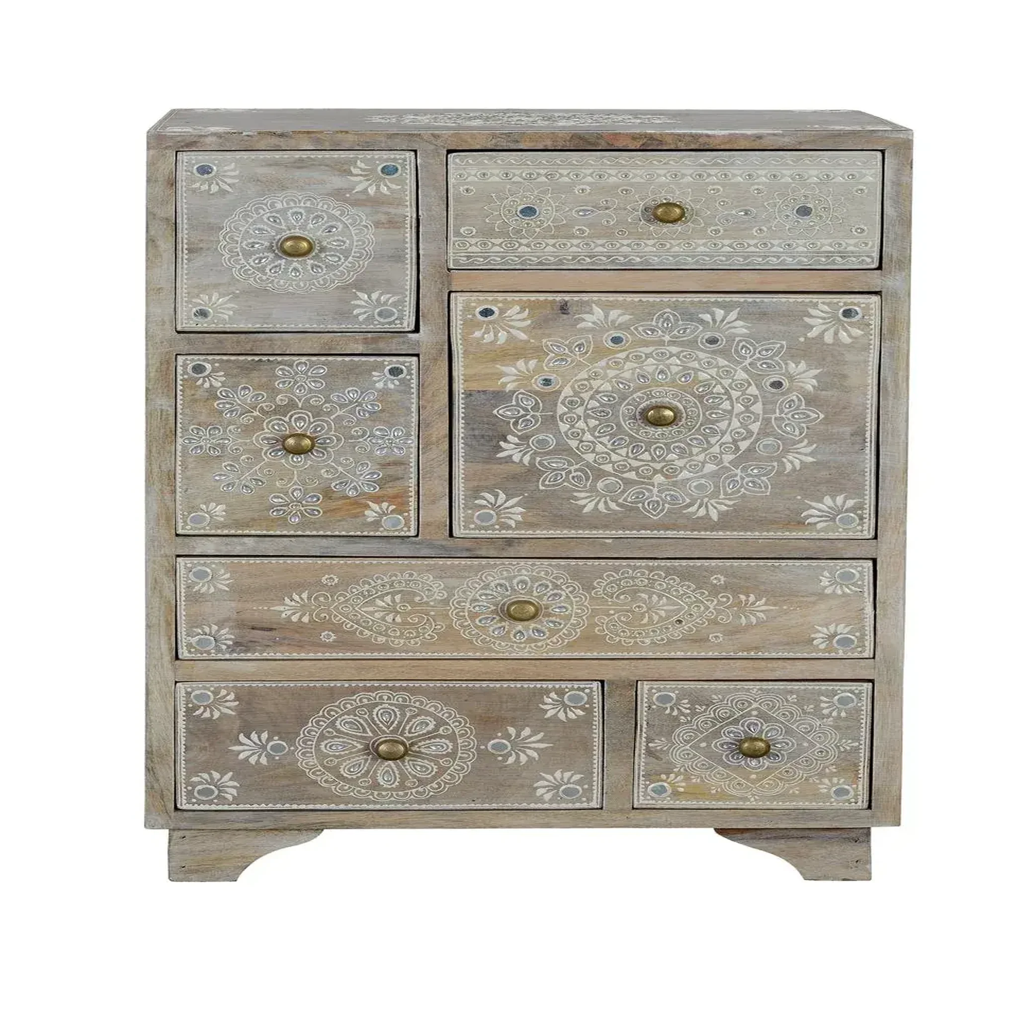 GINER Y COLOMER SL Meuble d'appoint en bois de manguier 42 cm style ethnique boho sculpté