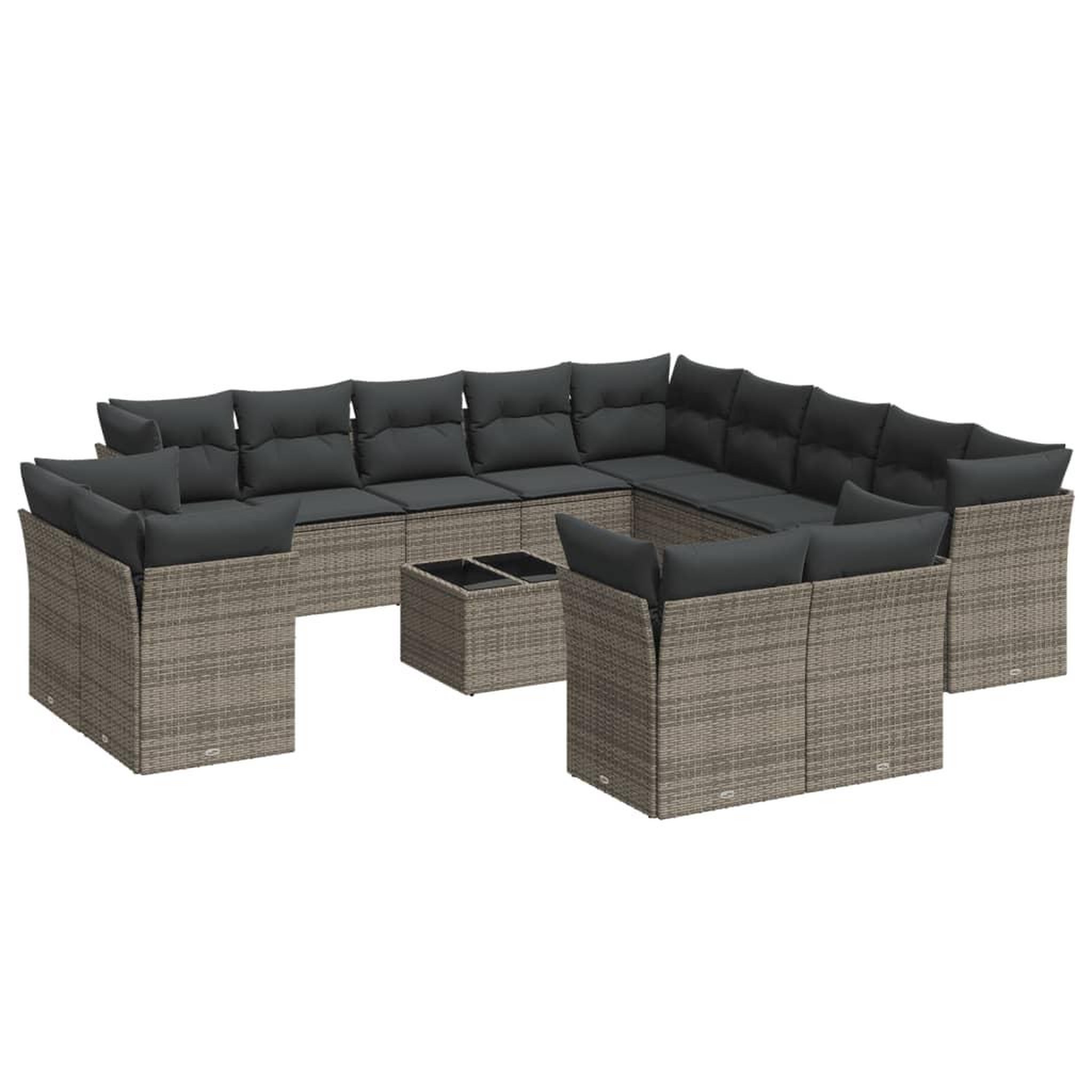 Voir la diapositive 2 : VIDAXL Salon de jardin avec coussins 14 pcs gris resine tressee