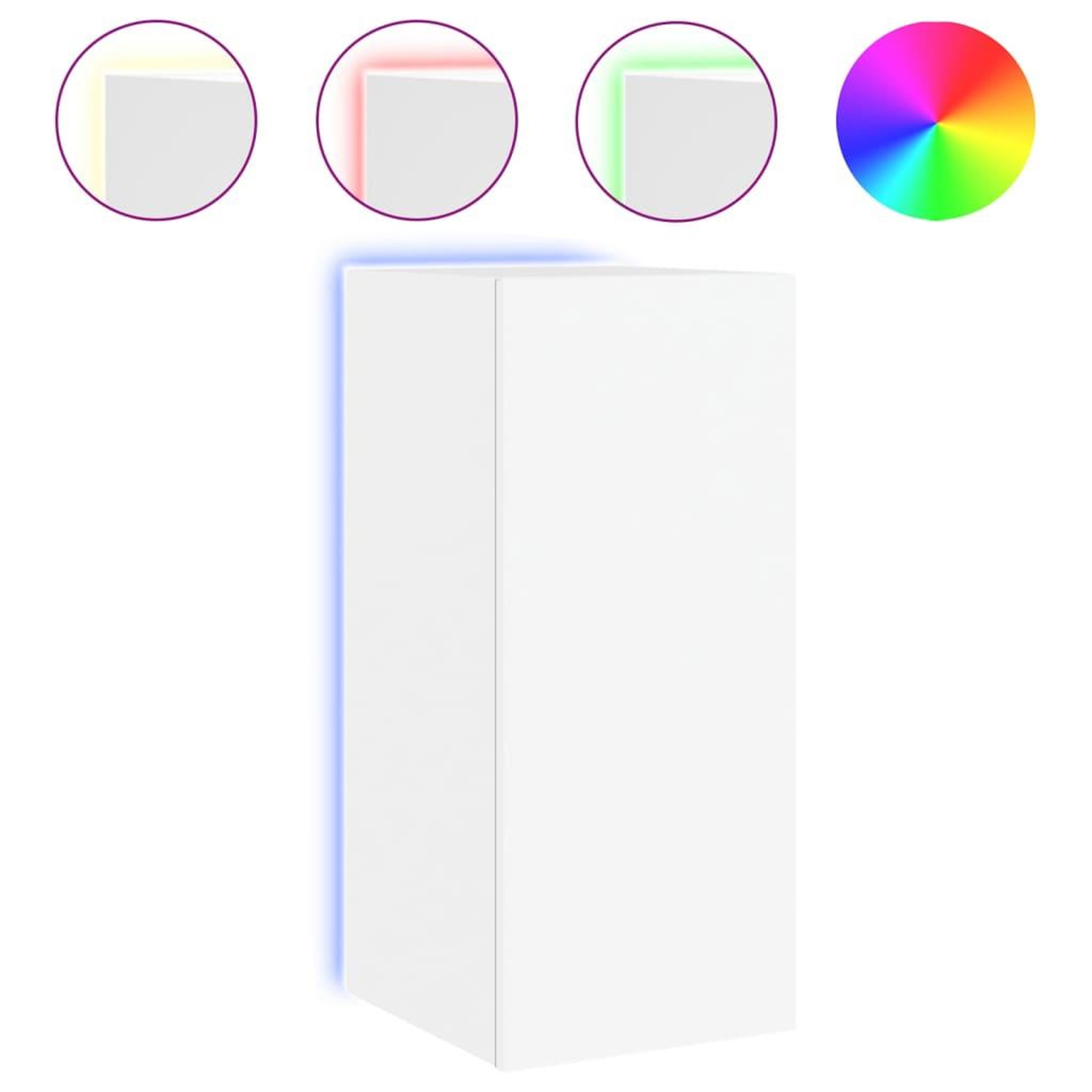 Voir la diapositive 2 : VIDAXL Meuble TV mural avec lumieres LED blanc 30,5x35x70 cm