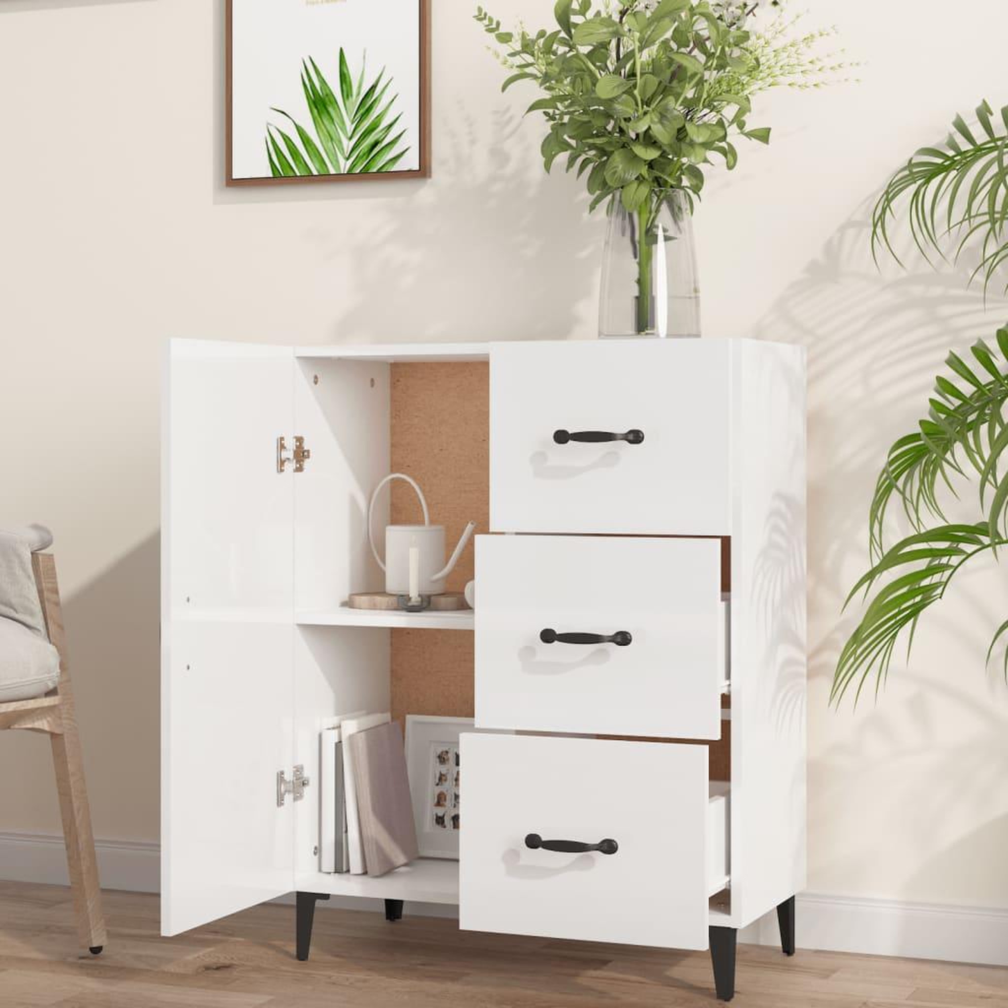 Voir la diapositive 3 : VIDAXL Buffet Blanc brillant 69,5x34x90 cm Bois d'ingenierie