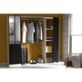 CONCEPT USINE Dressing industriel bois avec rideau noir, 2 penderies, 6 étagères NICE