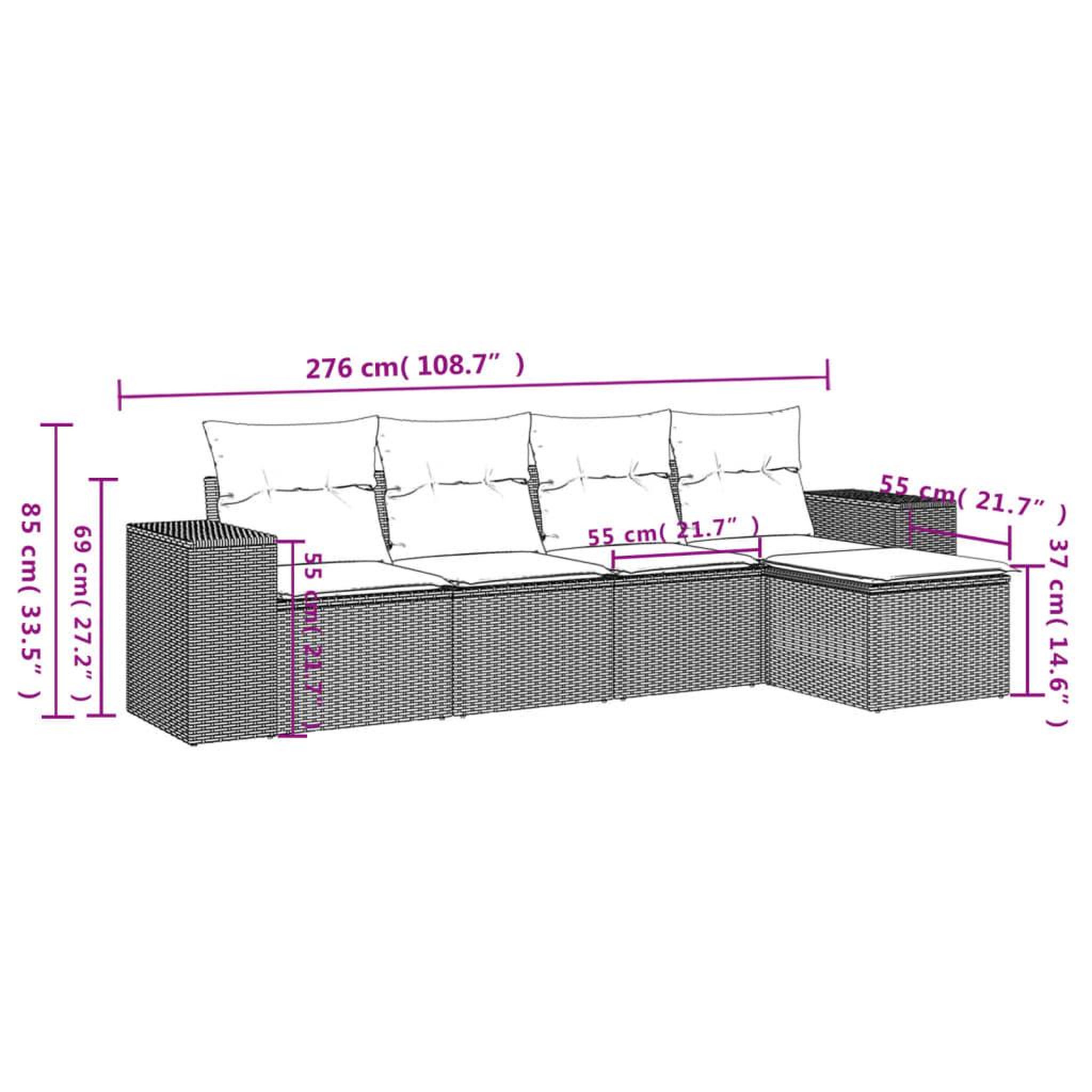 Voir la diapositive 4 : VIDAXL Salon de jardin avec coussins 5 pcs marron resine tressee