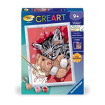RAVENSBURGER CreArt Kids 18x24cm Chaton et son nounours, Kit de peinture par numéros Numéro d'Art, Des 9 ans, 25838, Ravensburger