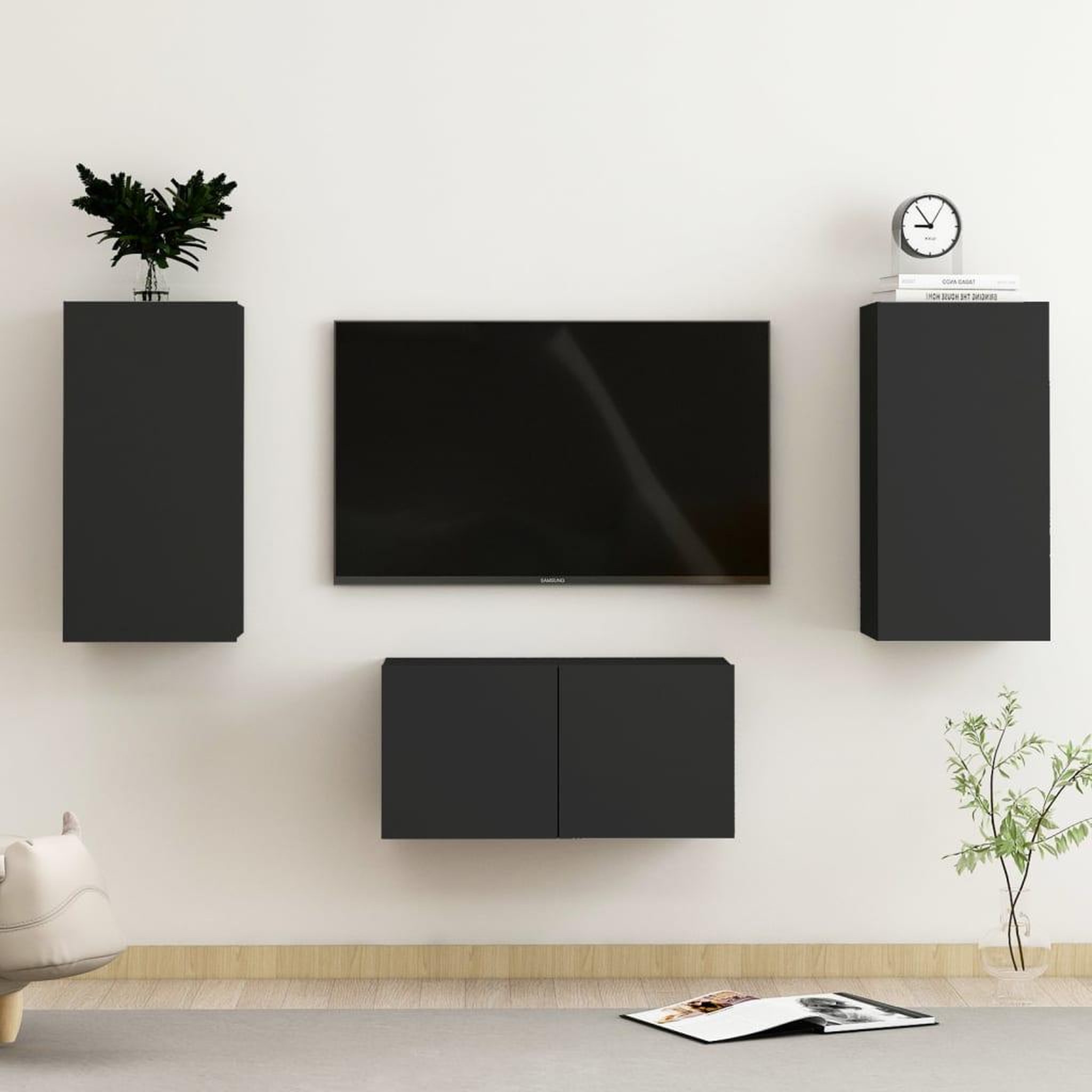 Voir la diapositive 1 : VIDAXL Ensemble de meubles TV 3 pcs Noir Bois d'ingenierie