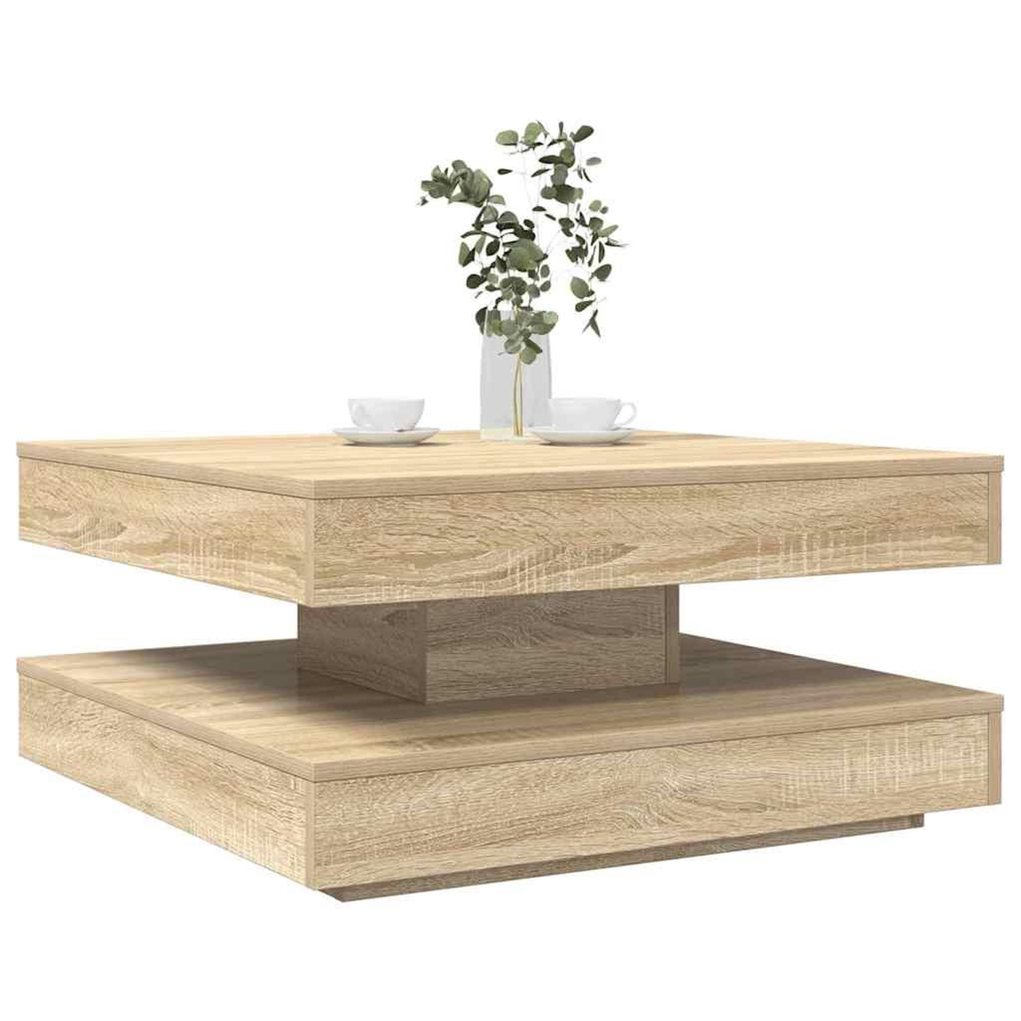 VIDAXL Table basse rotative a 360 degres chene sonoma 70x70x34,5 cm