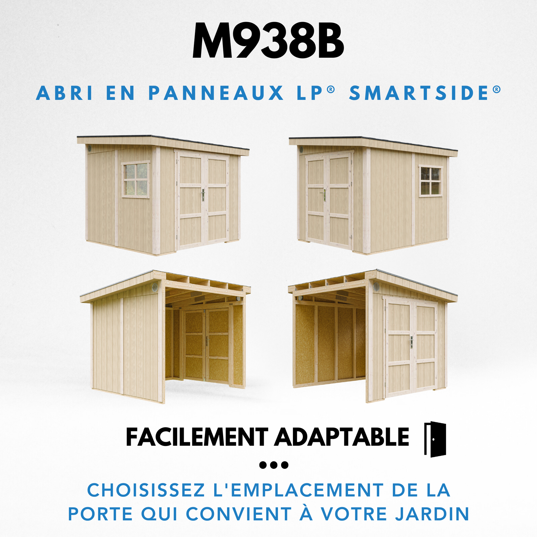 Voir la diapositive 6 : TIMBELA Abri de jardin qualité premium 5,9 m² 231x248x294 cm sans plancher et paroi latérale m938b