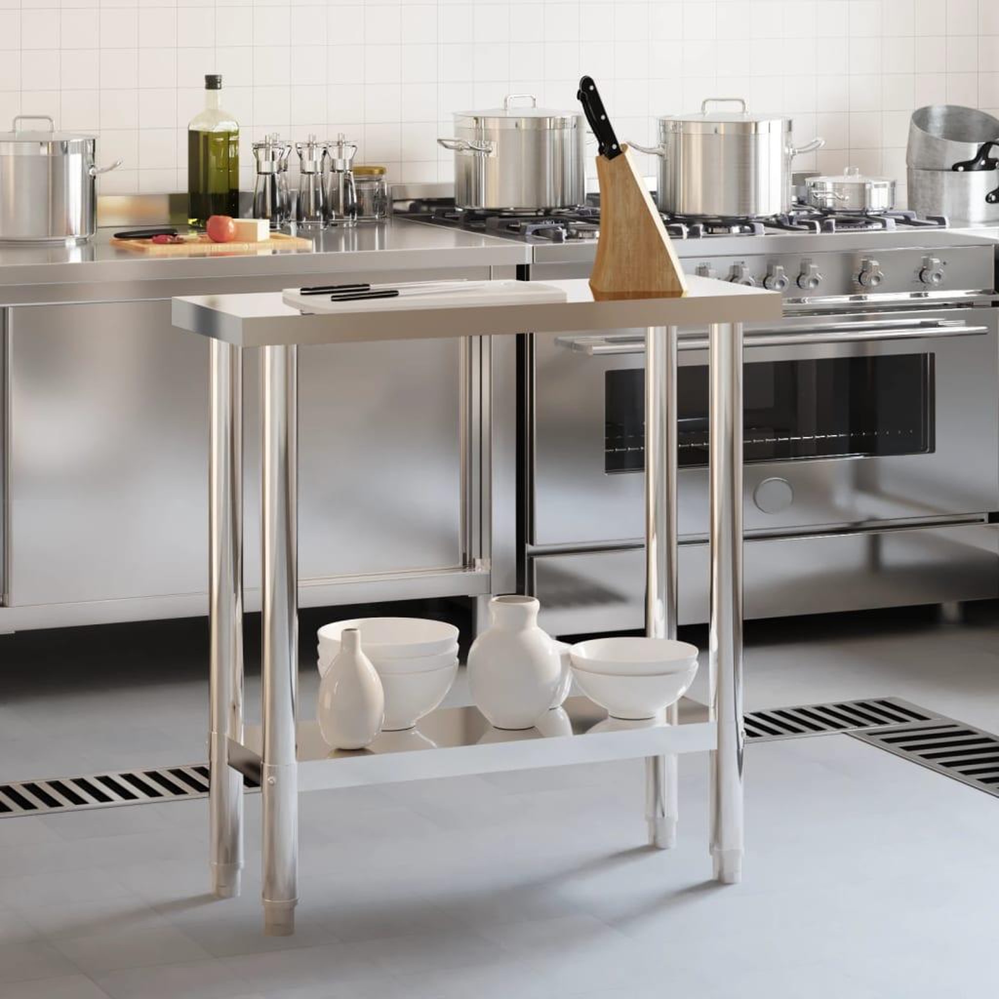 Voir la diapositive 3 : VIDAXL Table de travail de cuisine 82,5x30x85 cm acier inoxydable