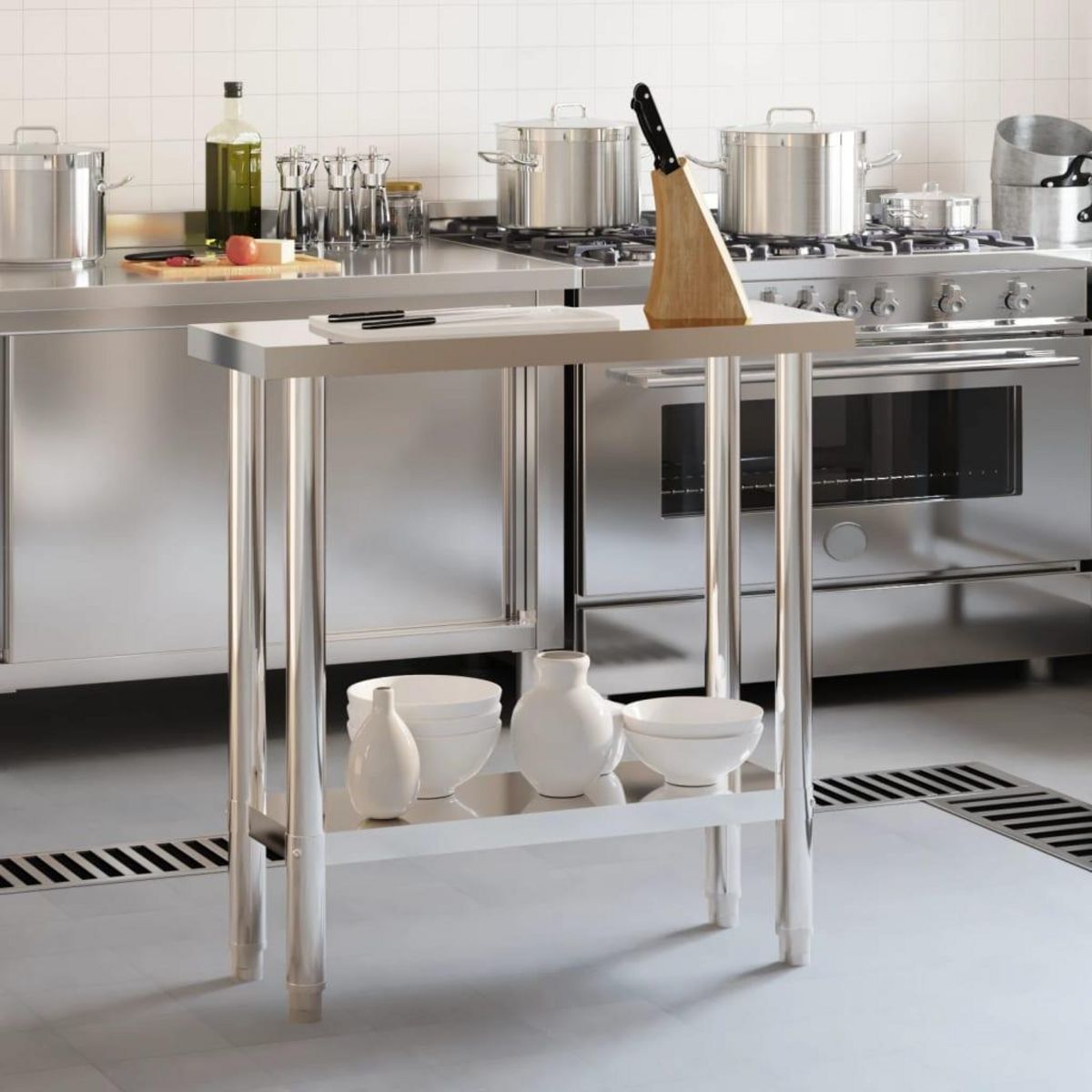 VIDAXL Table de travail de cuisine 82,5x30x85 cm acier inoxydable