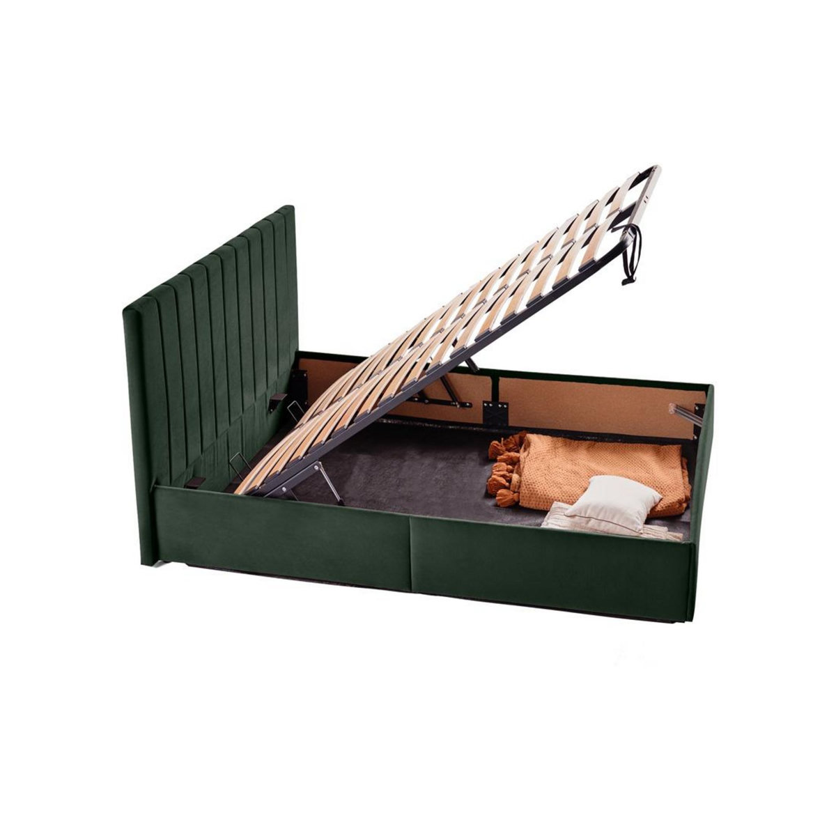 BEST MOBILIER Klimt - lit coffre - 160x200 - en velours - sommier inclus