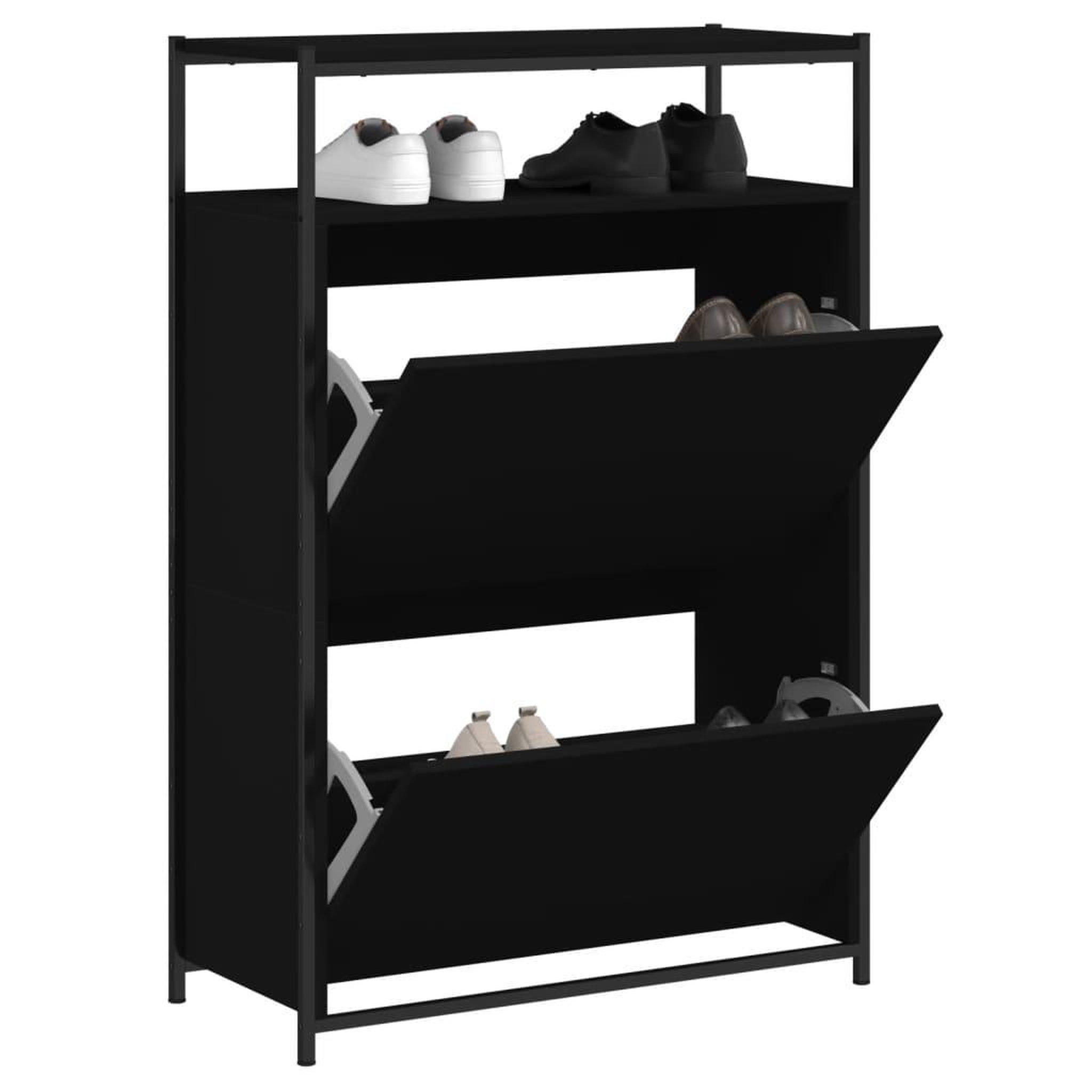 VIDAXL Armoire a chaussures noir 75x34x112 cm bois d'ingenierie
