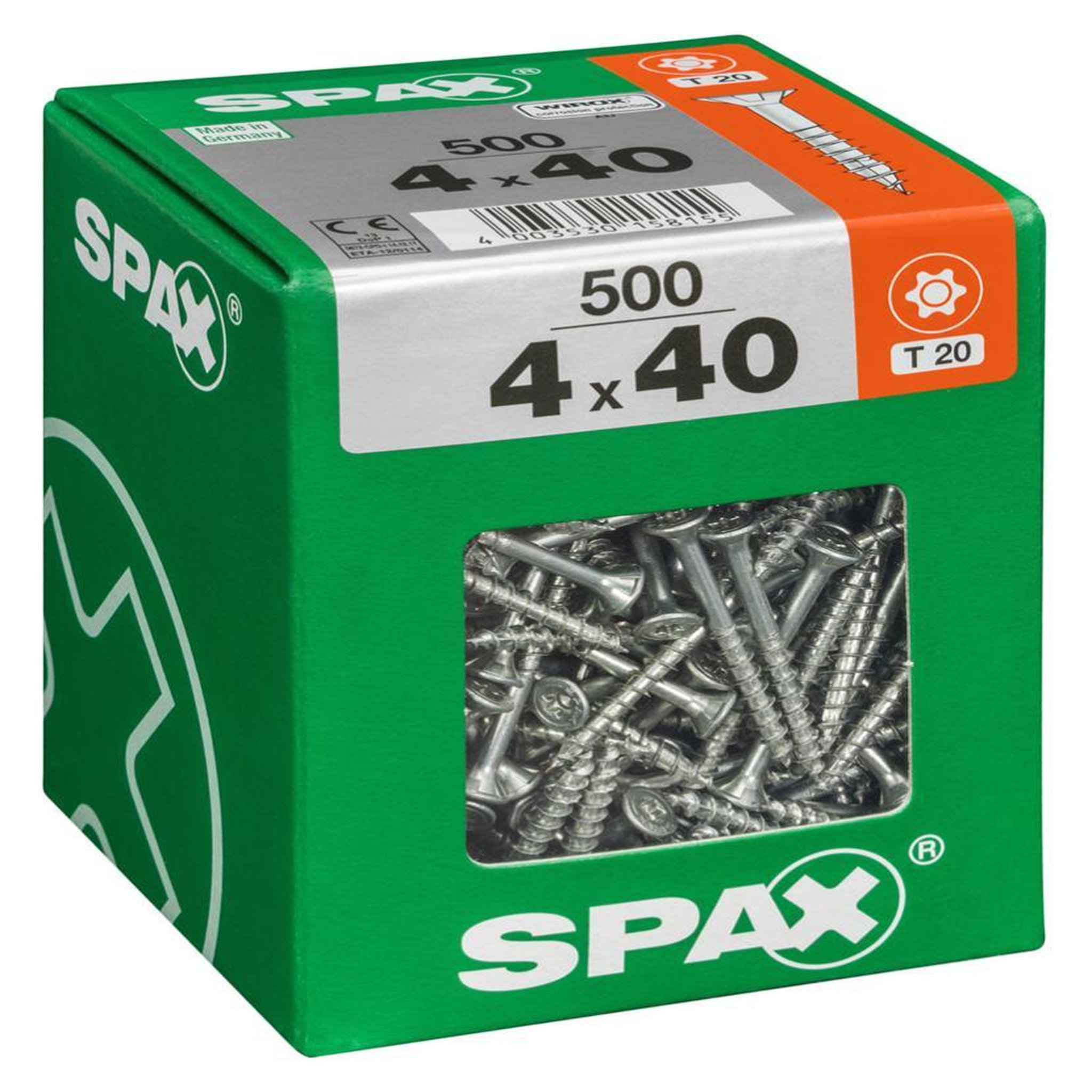 CENTRALE BRICO Lot de 500 vis acier tête fraisée torx SPAX, Diam.4 mm x L.40 mm