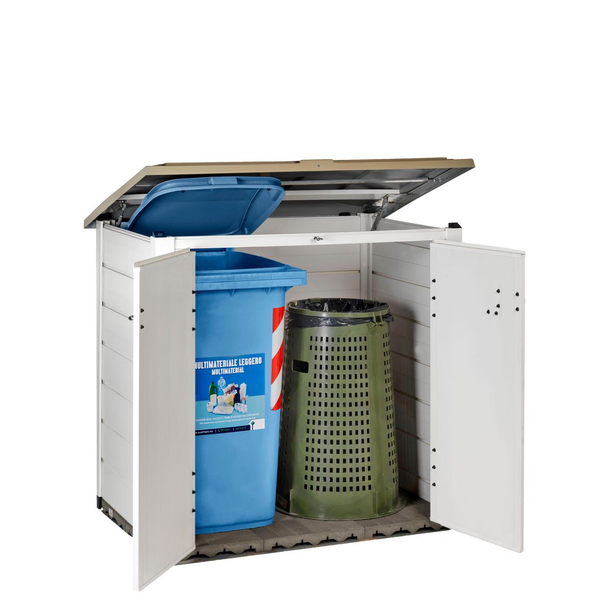 Coffre de rangement jardin résine avec plancher - 1100L - Blanc - BOX EVO 100