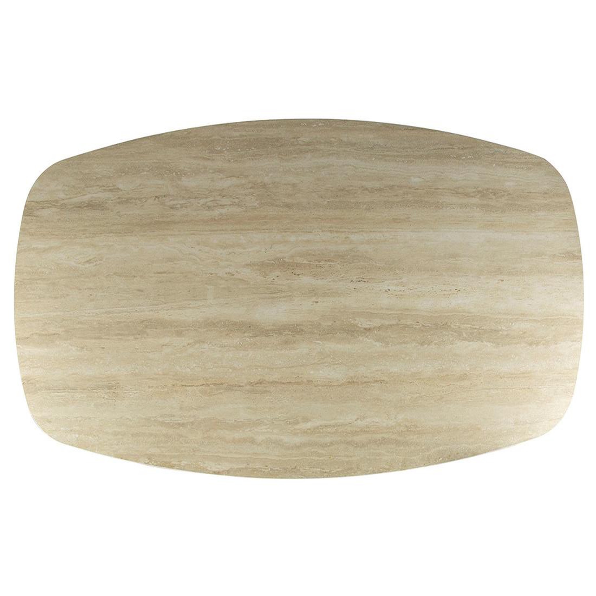 Voir la diapositive 6 : BEST MOBILIER Ruben - table à manger - plateau en céramique 3d effet travertin - pieds en acier - 6 à 8 personnes