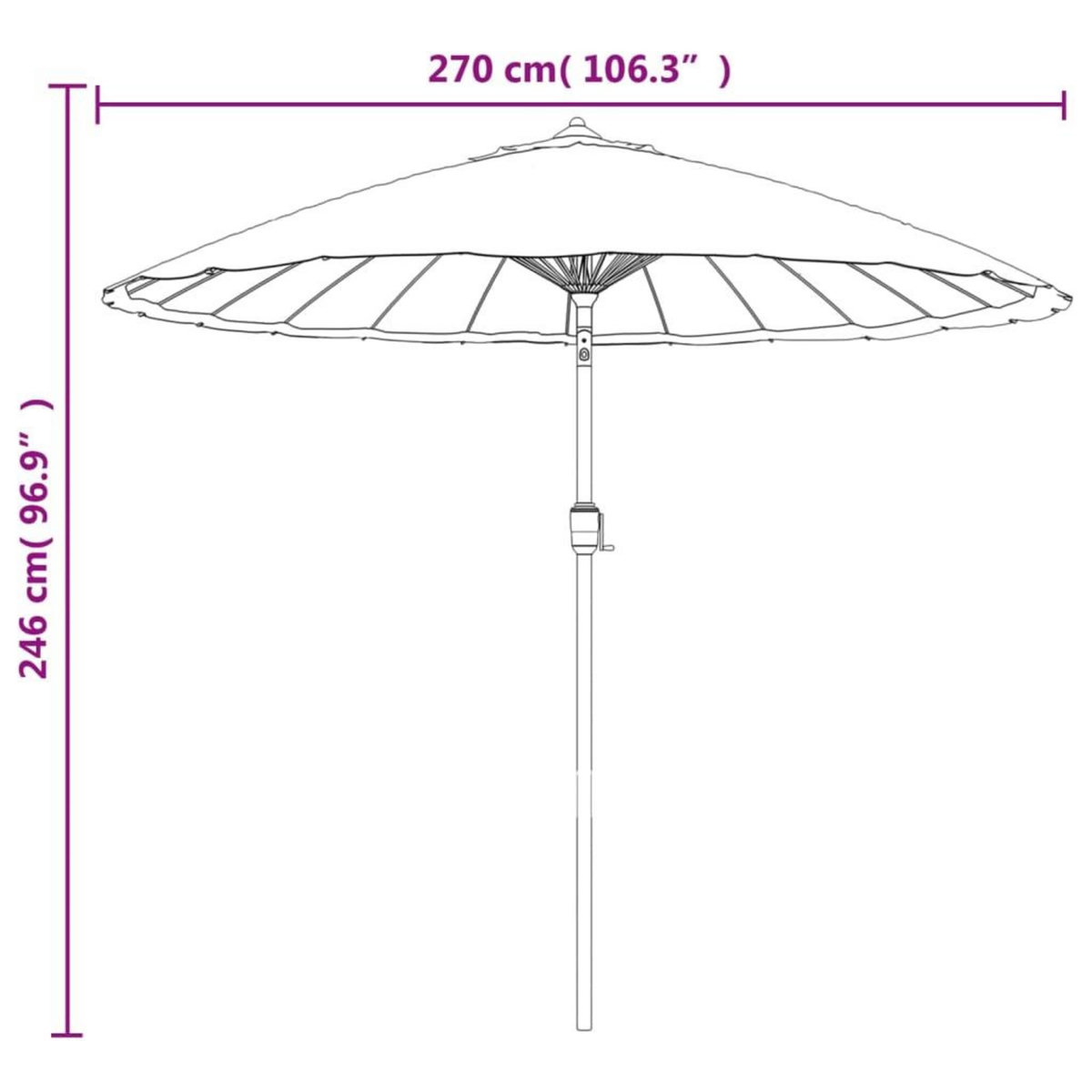 VIDAXL Parasol d'exterieur avec mat en aluminium 270 cm noir