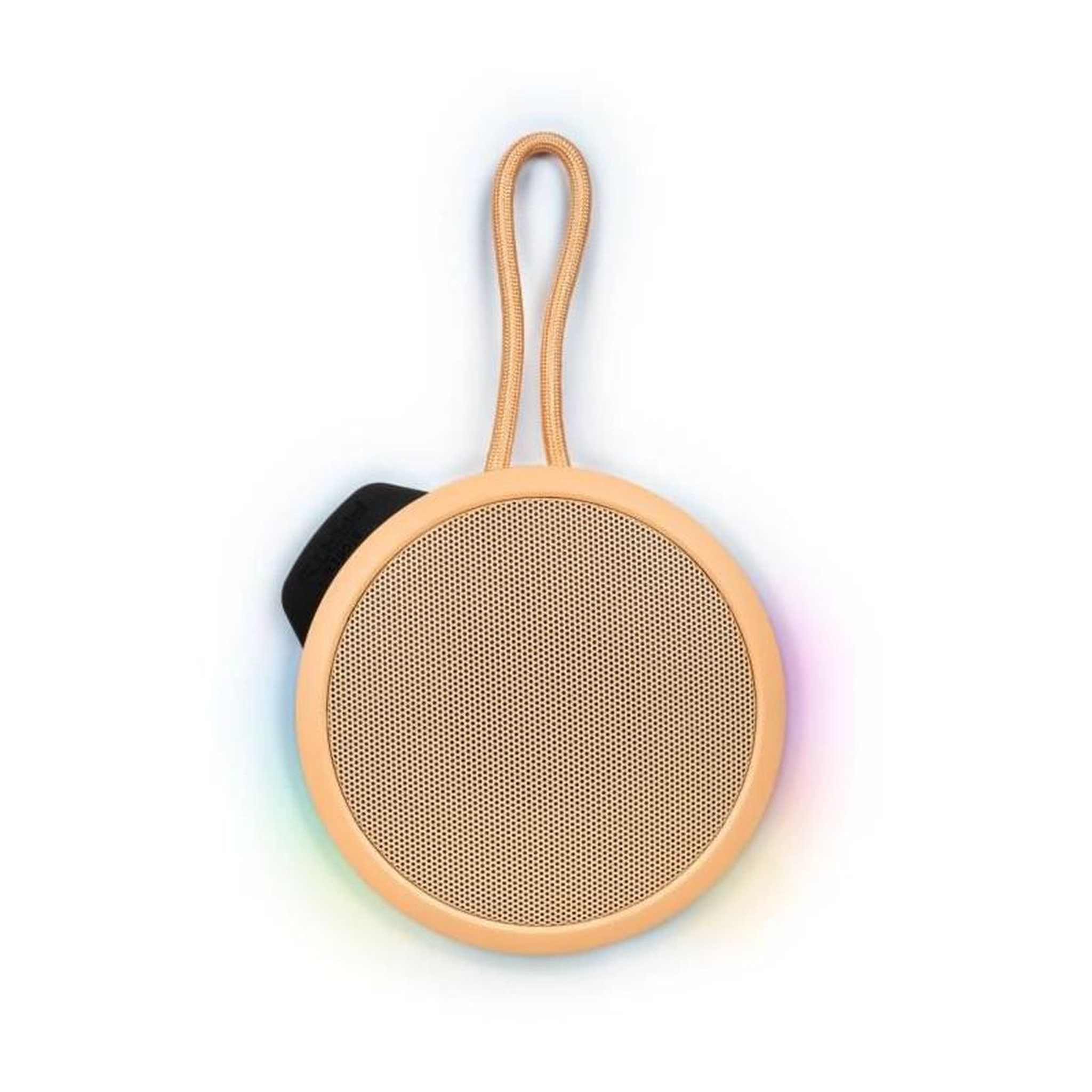 BIGBEN PARTY BIGBEN Party - Enceinte Bluetooth ronde avec dragonne et effets lumineux - 15W - Orange Pastel