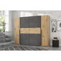 Voir la diapositive 3 : MARKET24 Armoire - Décor chene artisan et béton gris - 2 portes battantes + 2 portes coulissantes - L 270,3 x P 61,2 x H 210 cm - NARAG