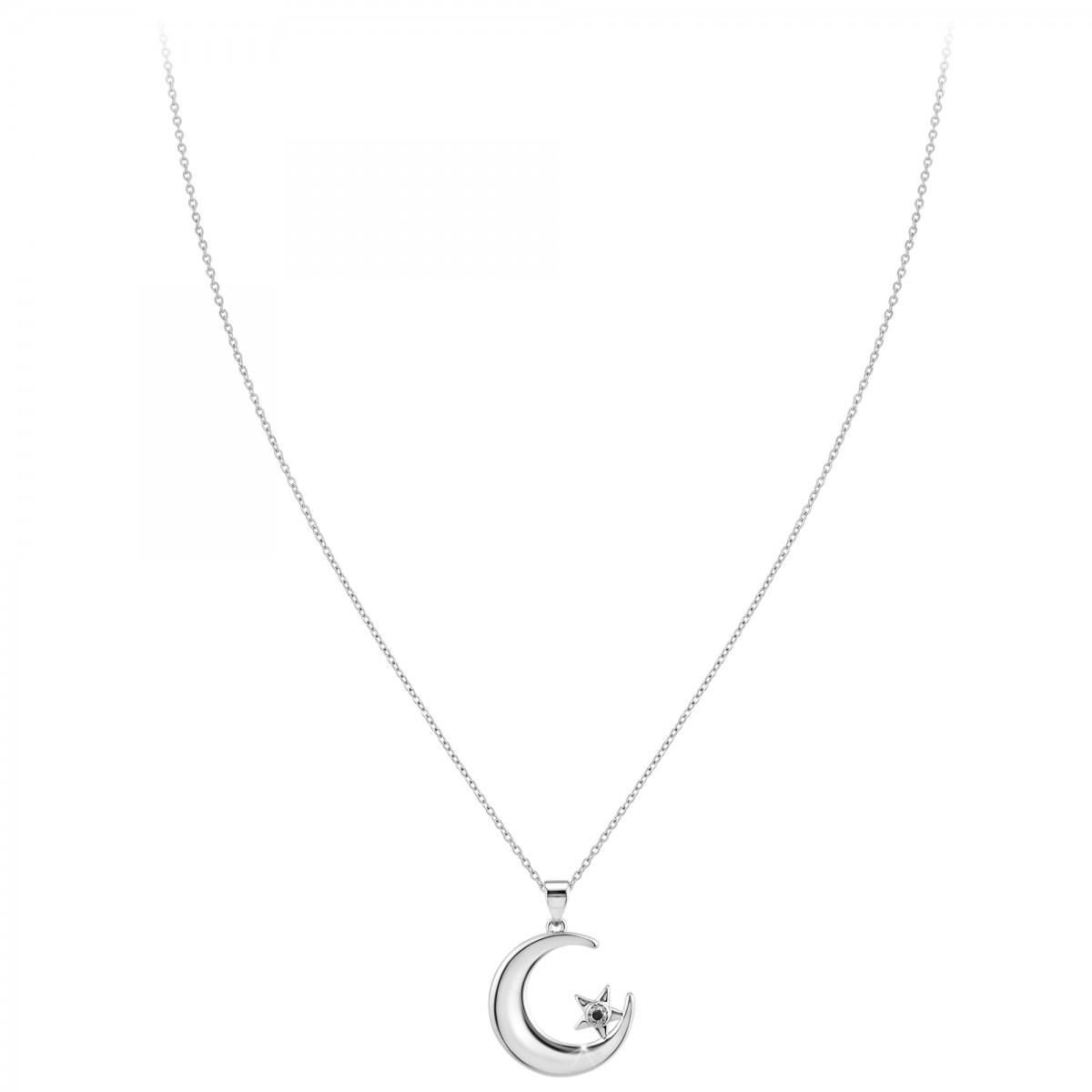 SC CRYSTAL Collier Lune par SC Crystal orné d'un véritable diamant noir
