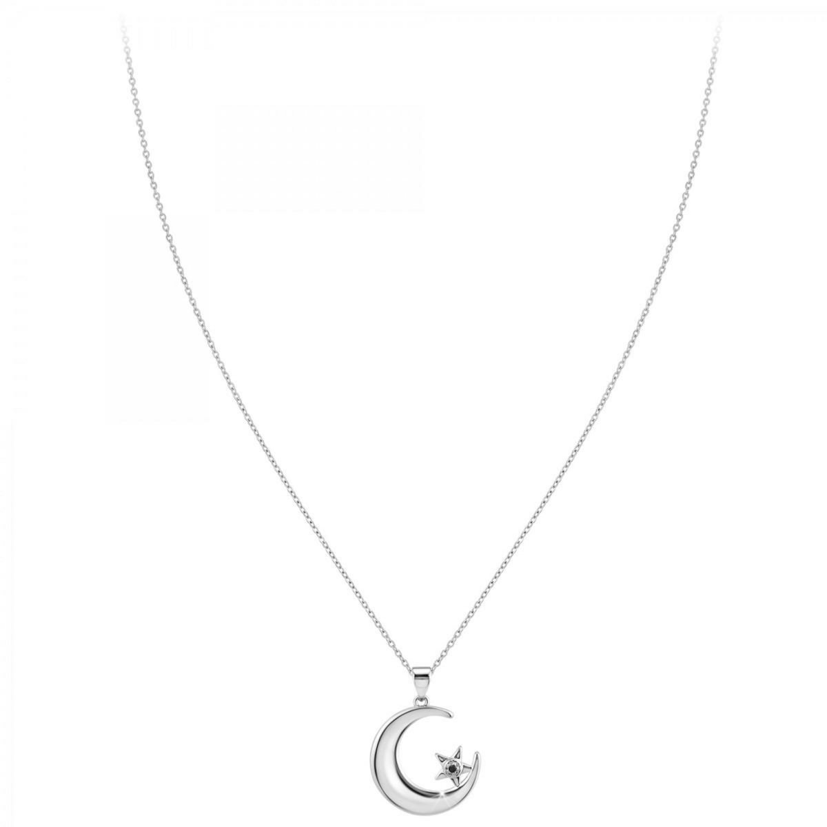 SC CRYSTAL Collier Lune par SC Crystal orné d'un véritable diamant noir