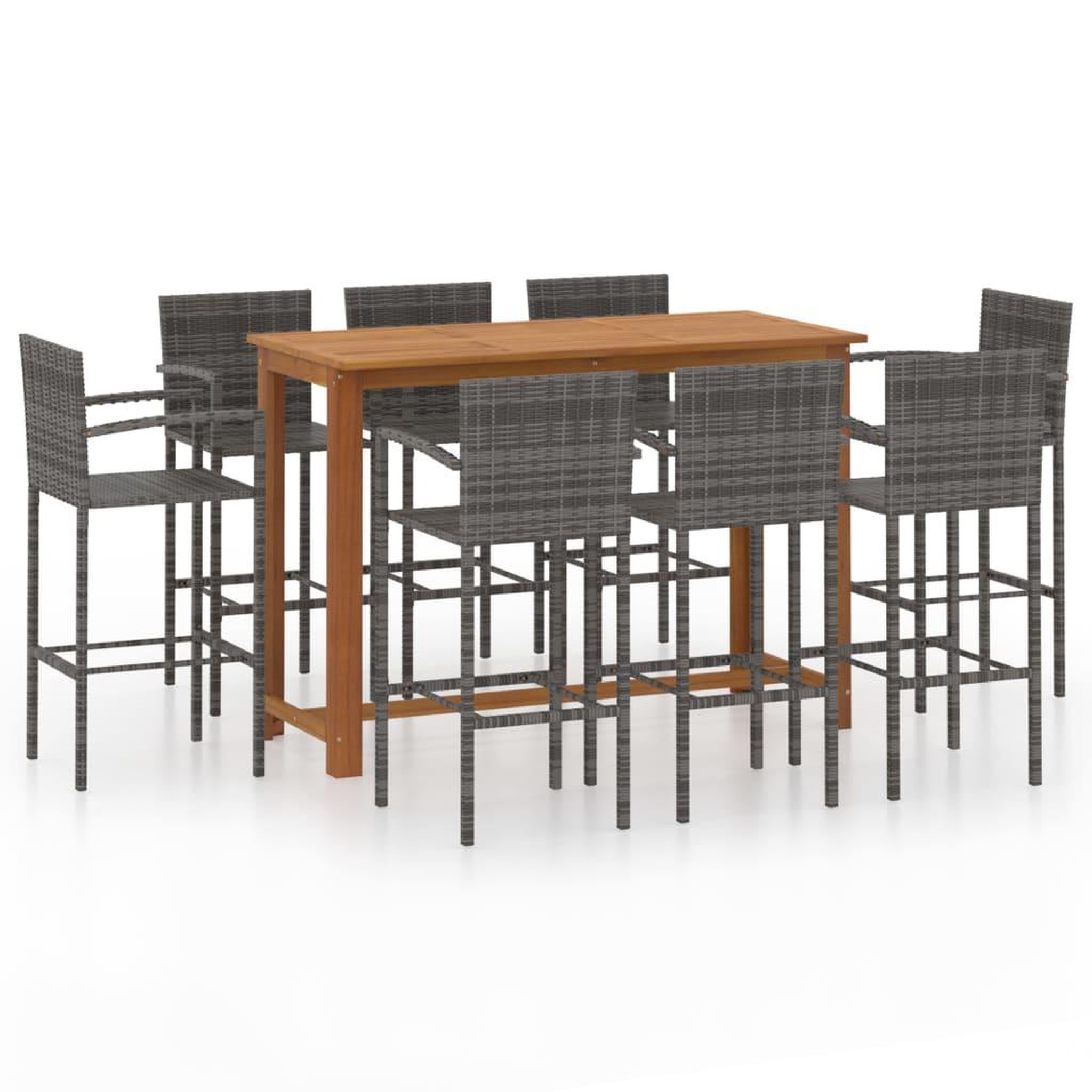 Voir la diapositive 2 : VIDAXL Ensemble de bar de jardin 9 pcs Gris