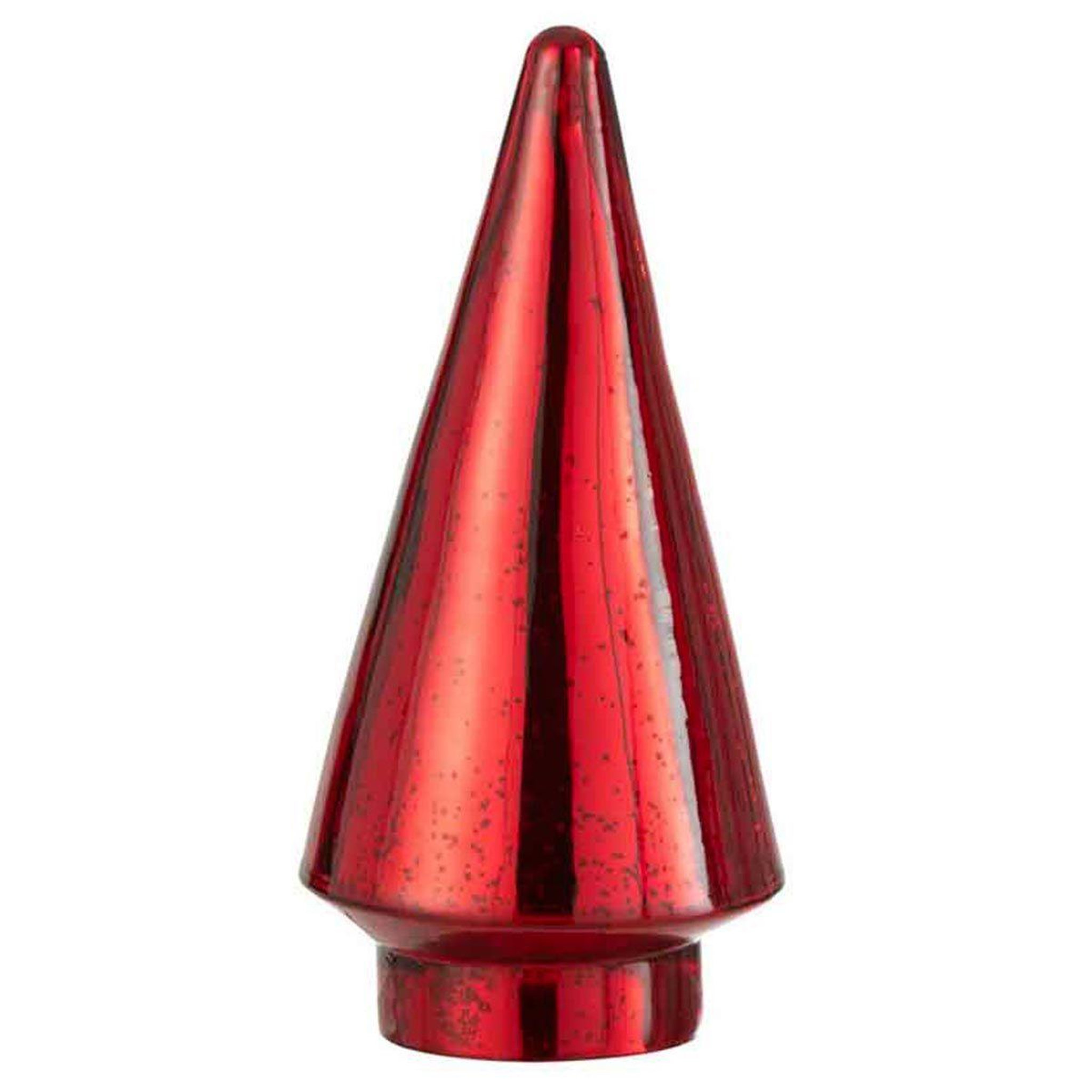 Voir la diapositive 1 : J-LINE Sapin de Noël en Verre  Led  24cm Rouge