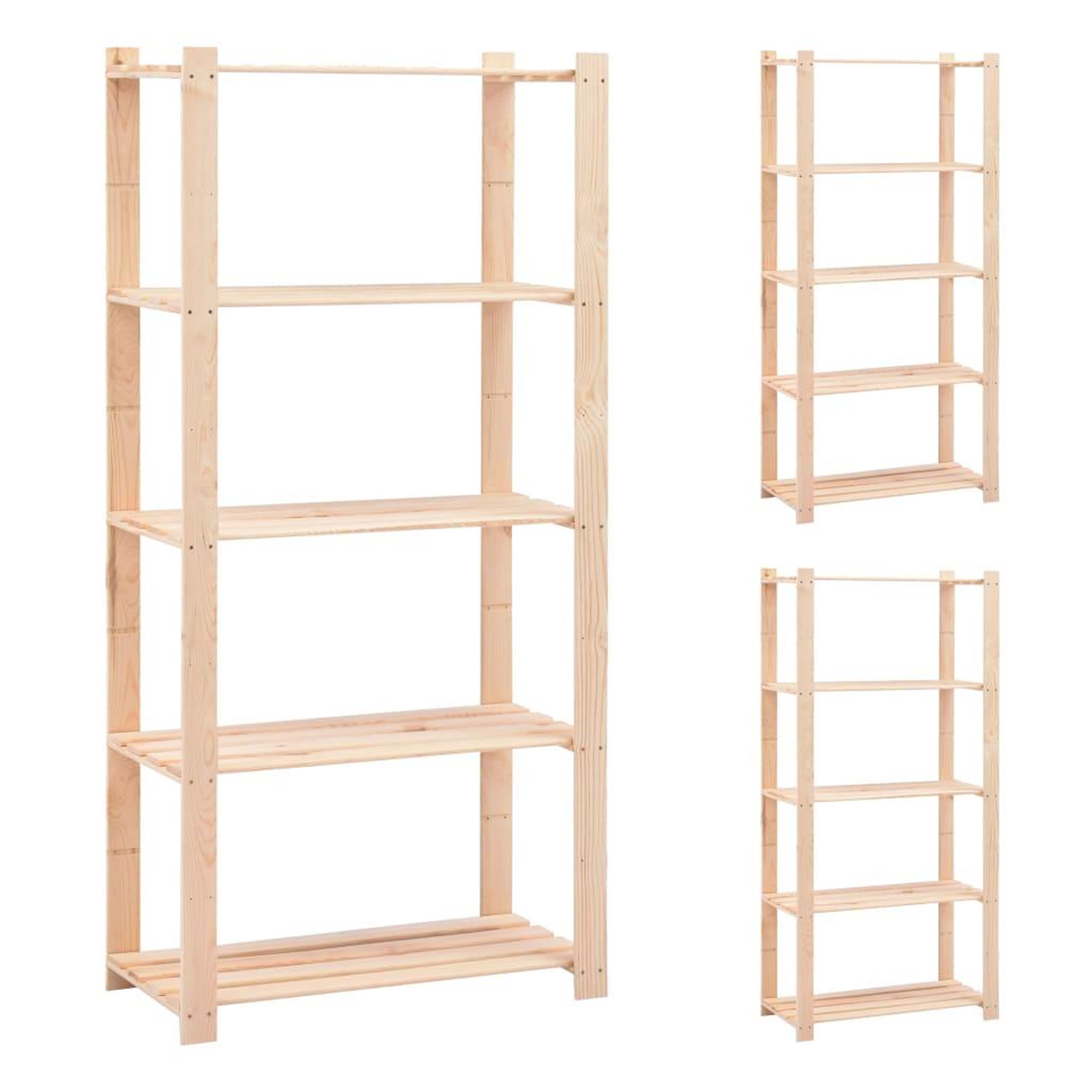 VIDAXL Etageres de rangement a 5 niveaux 3 pcs 80x38x170 cm Pin 250 kg