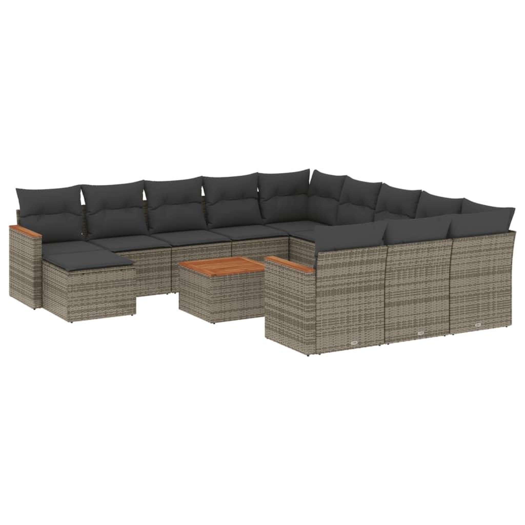 Voir la diapositive 2 : VIDAXL Salon de jardin avec coussins 13 pcs gris resine tressee