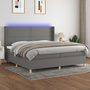 Voir la diapositive 1 : VIDAXL Sommier a lattes de lit matelas LED Gris fonce 200x200 cm Tissu