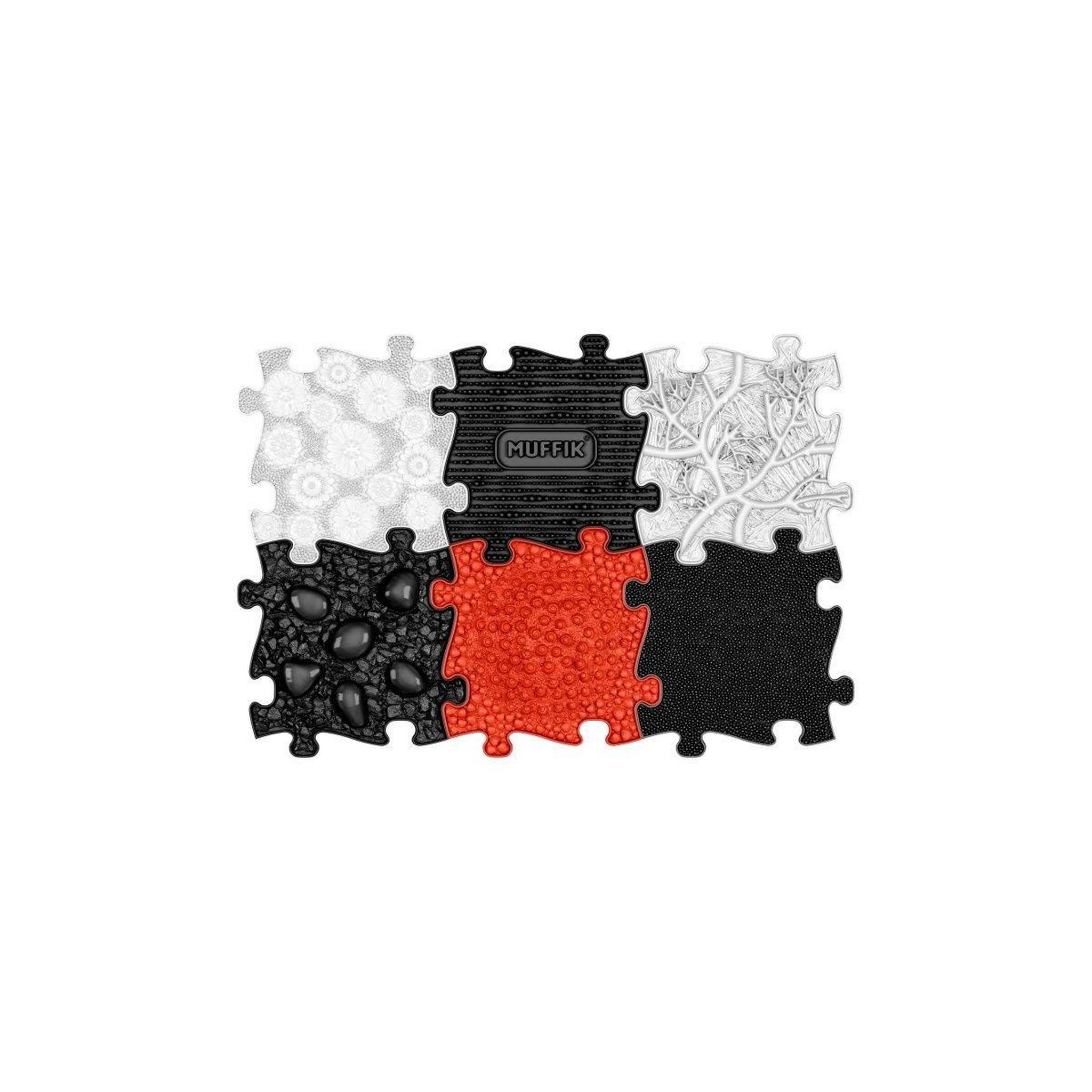 MUFFIK Tapis sensoriel  ensemble bébé noir et blanc - 6 pièces, black  and  white