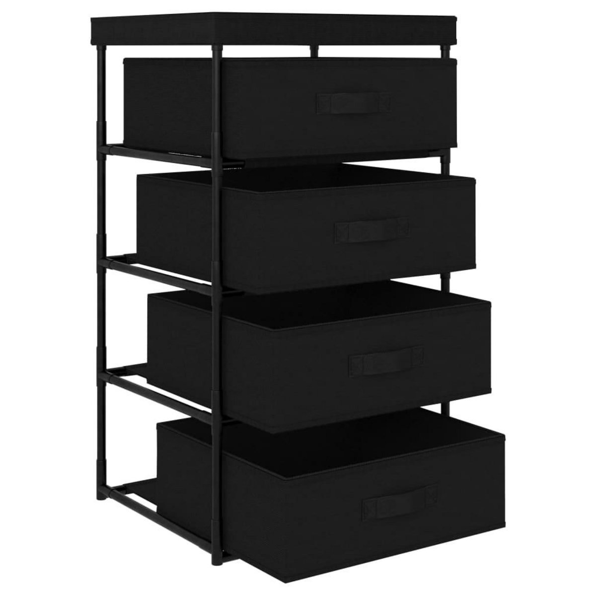 VIDAXL Etagere de rangement avec 4 paniers en tissu Acier Noir