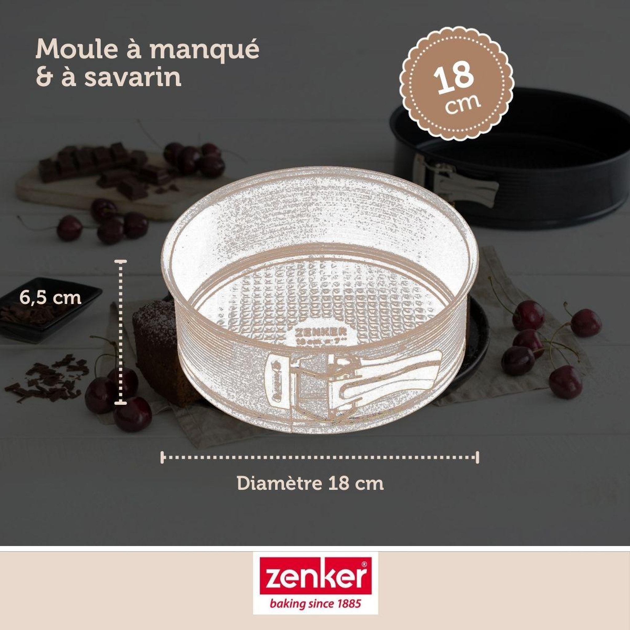 Voir la diapositive 3 : ZENKER Lot de 2 moules à manqué 18/18 cm en acier black mettallic black mettallic zenker  black mettallic