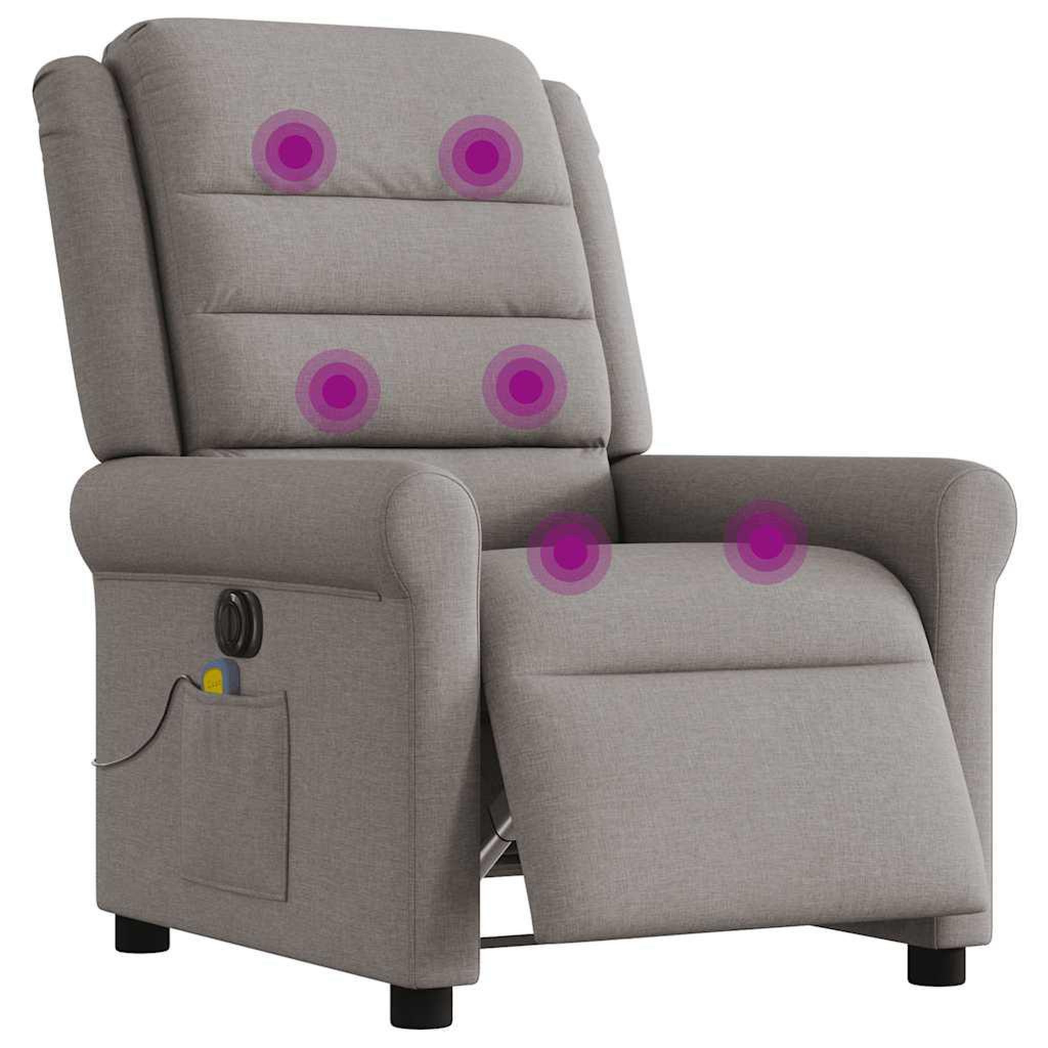 Voir la diapositive 2 : VIDAXL Fauteuil de massage inclinable electrique Taupe Tissu