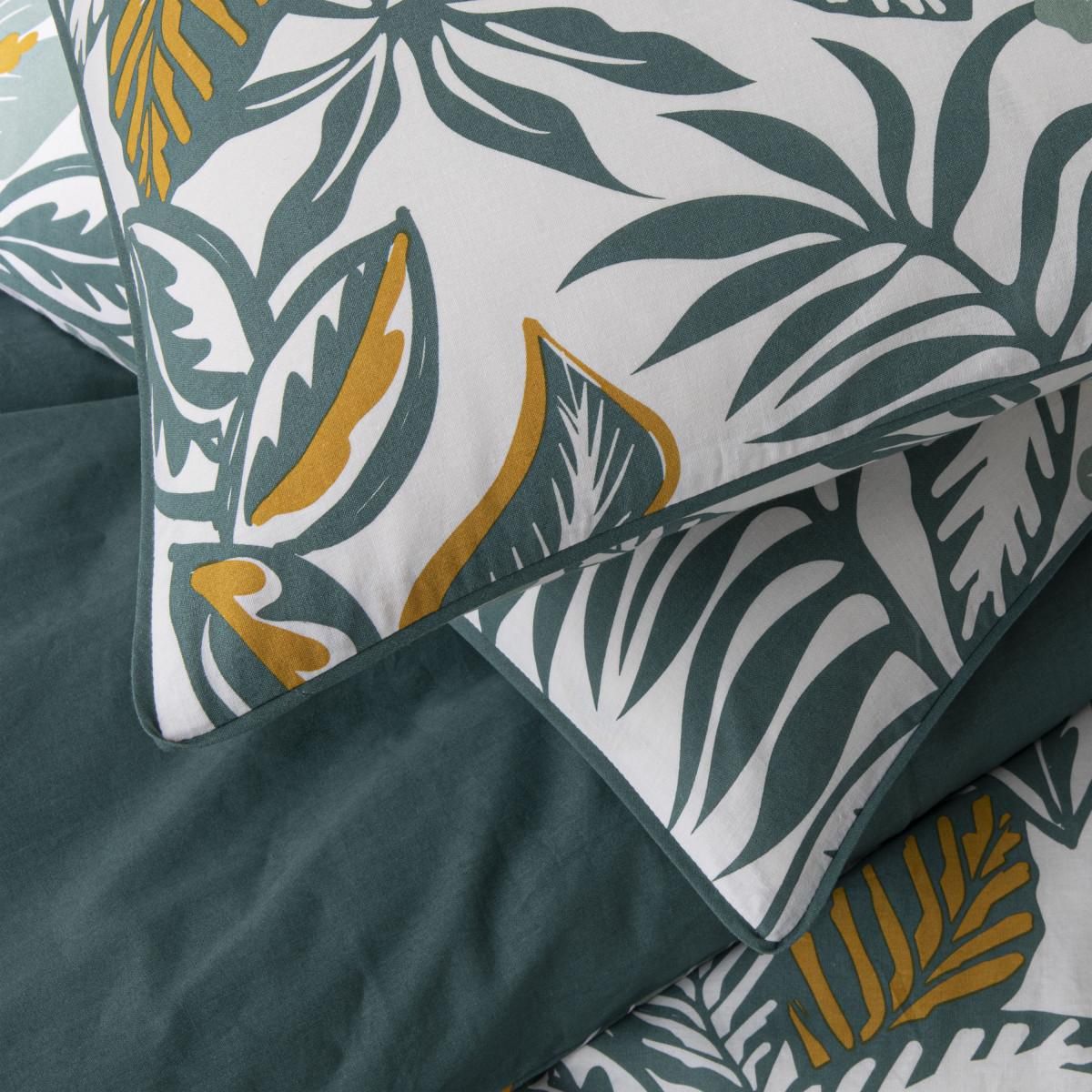 FUTURE HOME Parure de lit 2 personnes imprimé végétal réversible