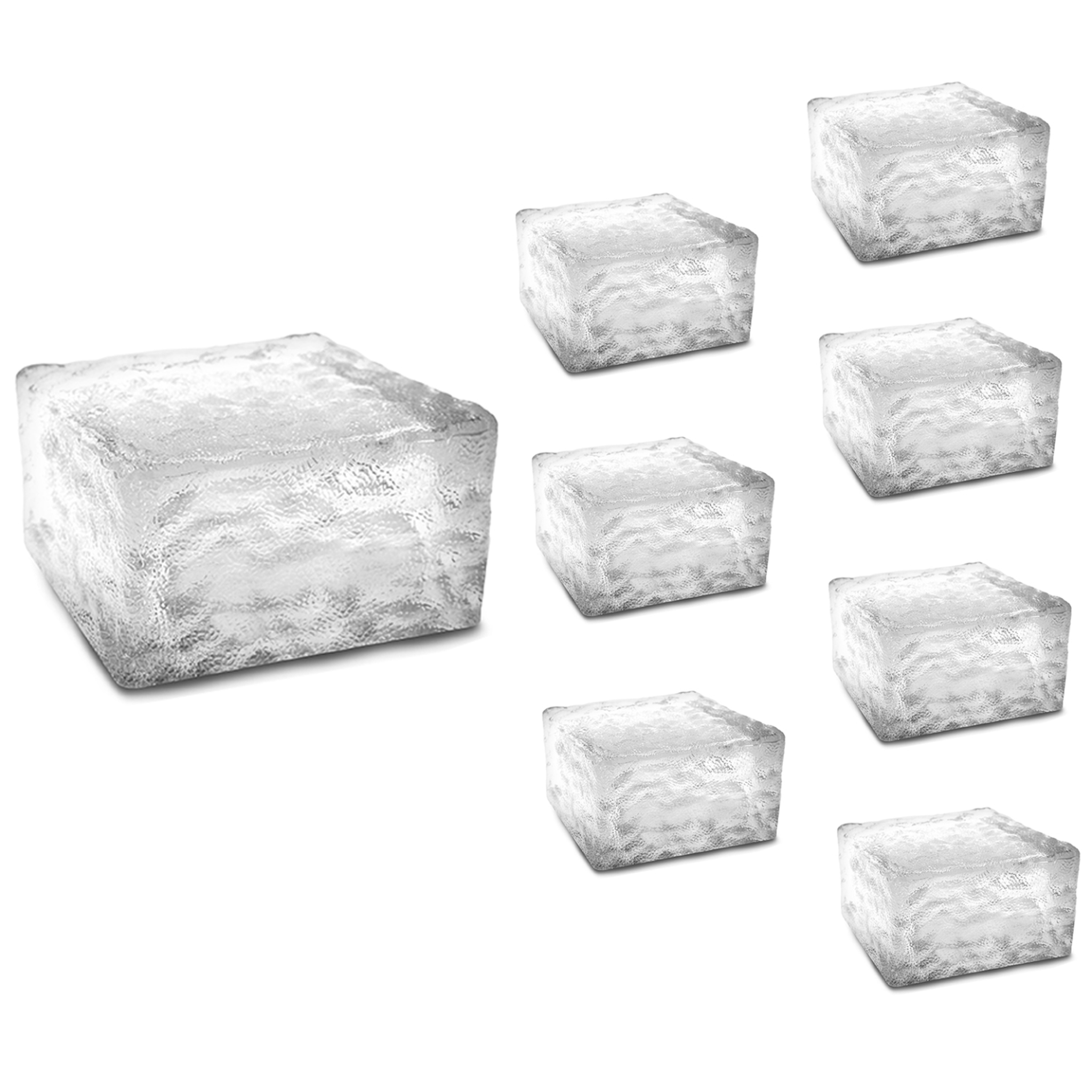 ID MARKET Lot de 8 pavés solaires en verre 4 LEDS blanches éclairage de jardin