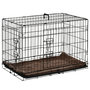 Voir la diapositive 1 : PAWHUT Cage de transport pliante pour chien poignée, plateau amovible, coussin fourni 76 x 53 x 57 cm noir