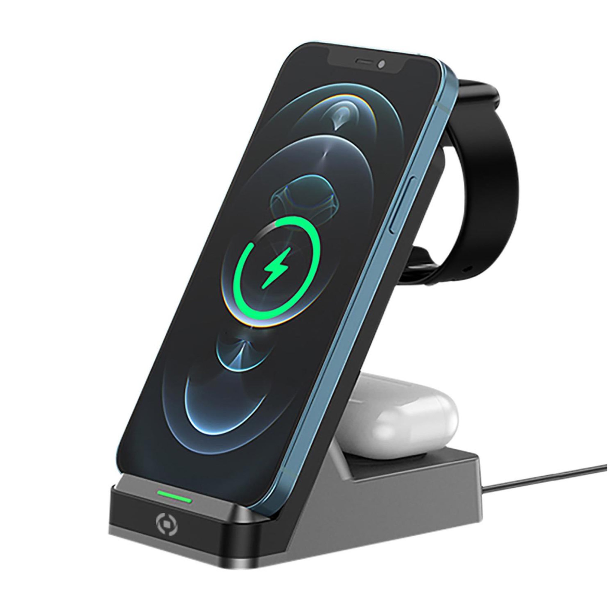 Voir la diapositive 3 : CELLY Celly wlstand3in1bk chargeur d'appareils mobiles caméra numérique, manettes de jeu, écouteurs, téléphone portable, chargeur électrique, smartphone, smartwatch, tablette, montre, portables gris secteur recharge sans fil intérieure