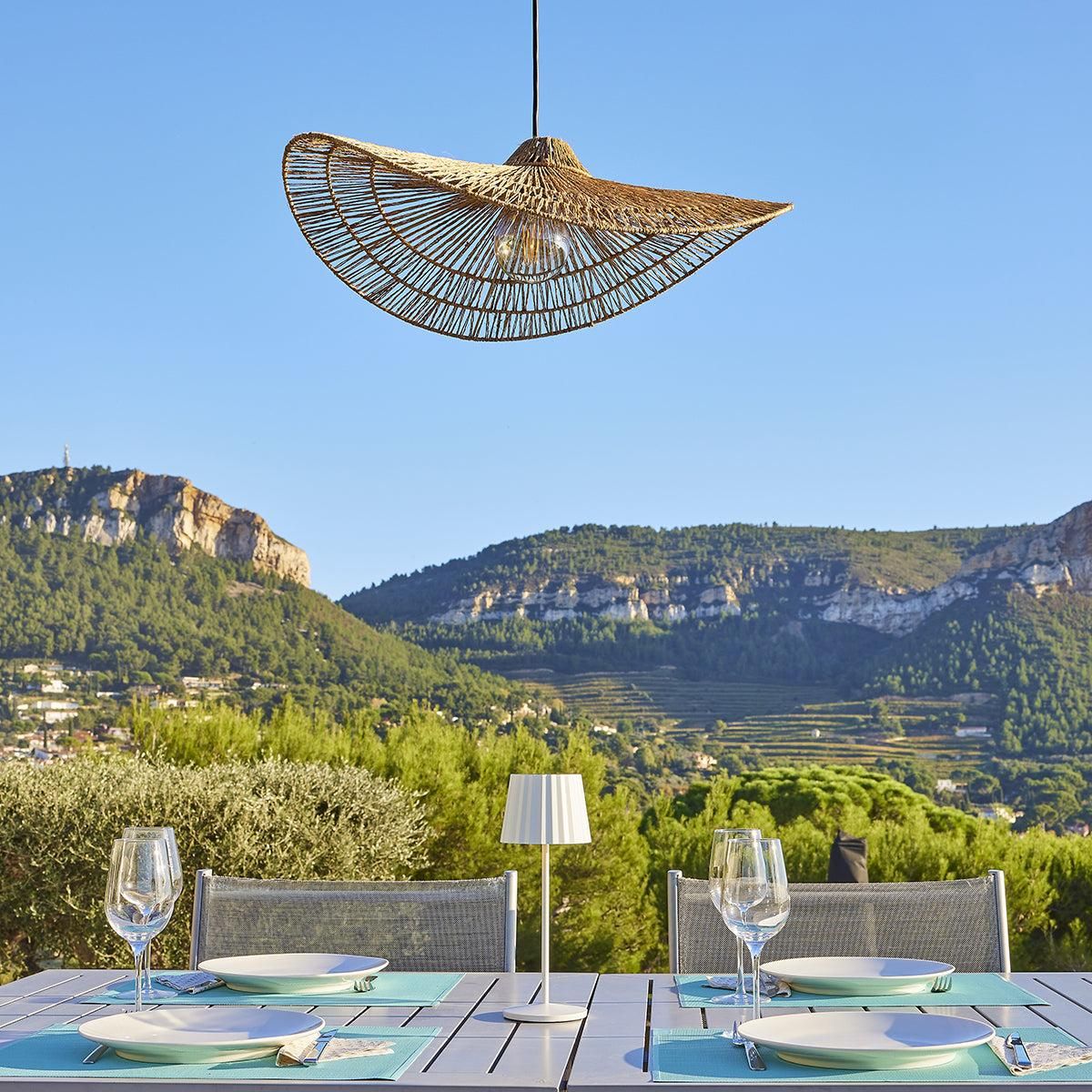 Lumisky Suspension d'extérieur MARBELLA Beige Corde H14 cm