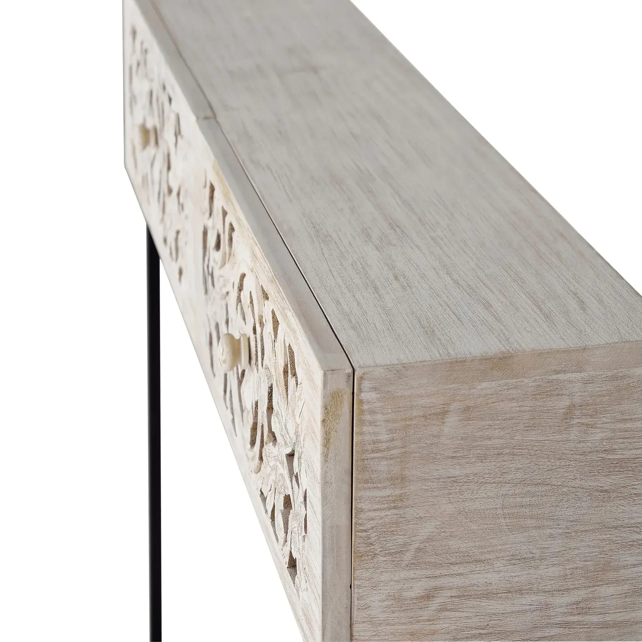 Voir la diapositive 4 : GINER Y COLOMER SL Console en bois de manguier 120 cm style ethnique boho sculpté