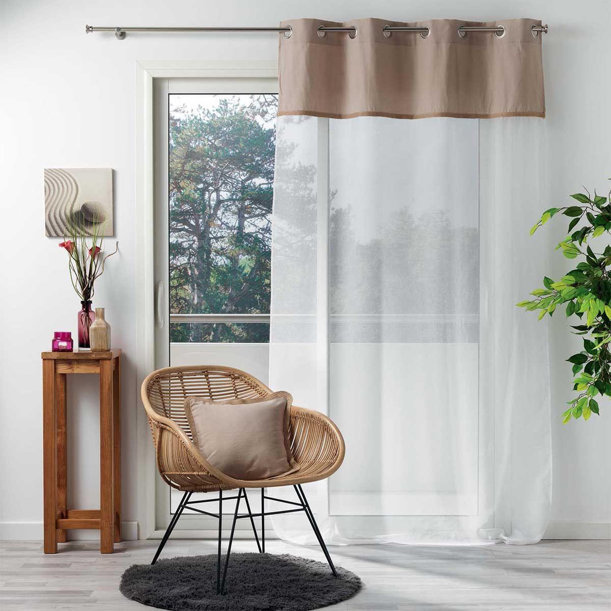 Voir la diapositive 4 : Douceur d'Intérieur Rideau voilage à œillets  kelonia  140x240cm naturel