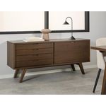 LISA DESIGN Pauline - buffet - chêne foncé - 4 tiroirs et 1 porte - 160 cm. Coloris disponibles : Marron