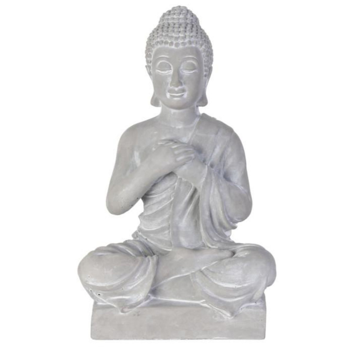 Paris Prix Statuette Déco  Bouddha Assis  27cm Gris
