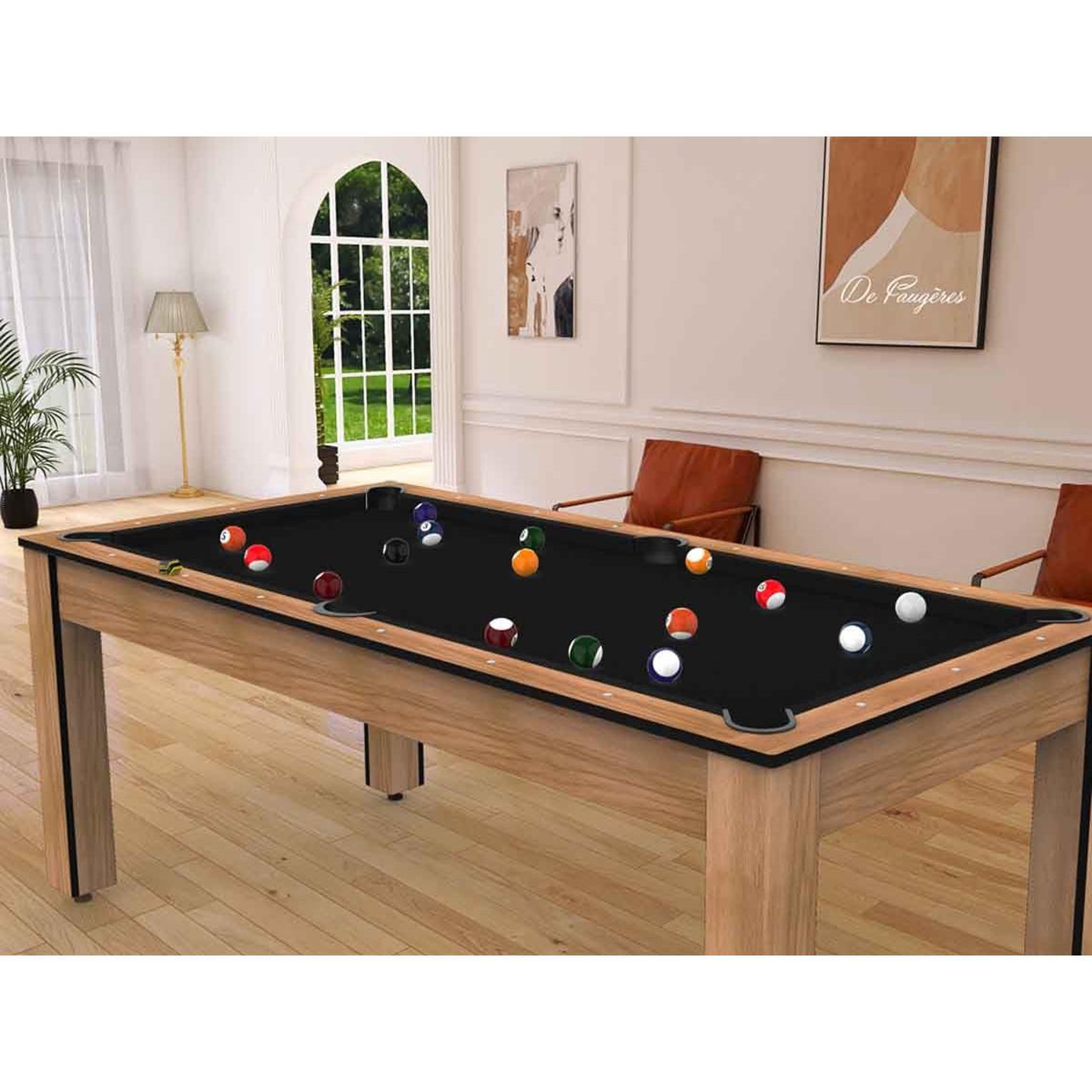 Voir la diapositive 5 : DE FAUGERES Table de Billard Convertible  Oregon  213cm Hêtre & Noir