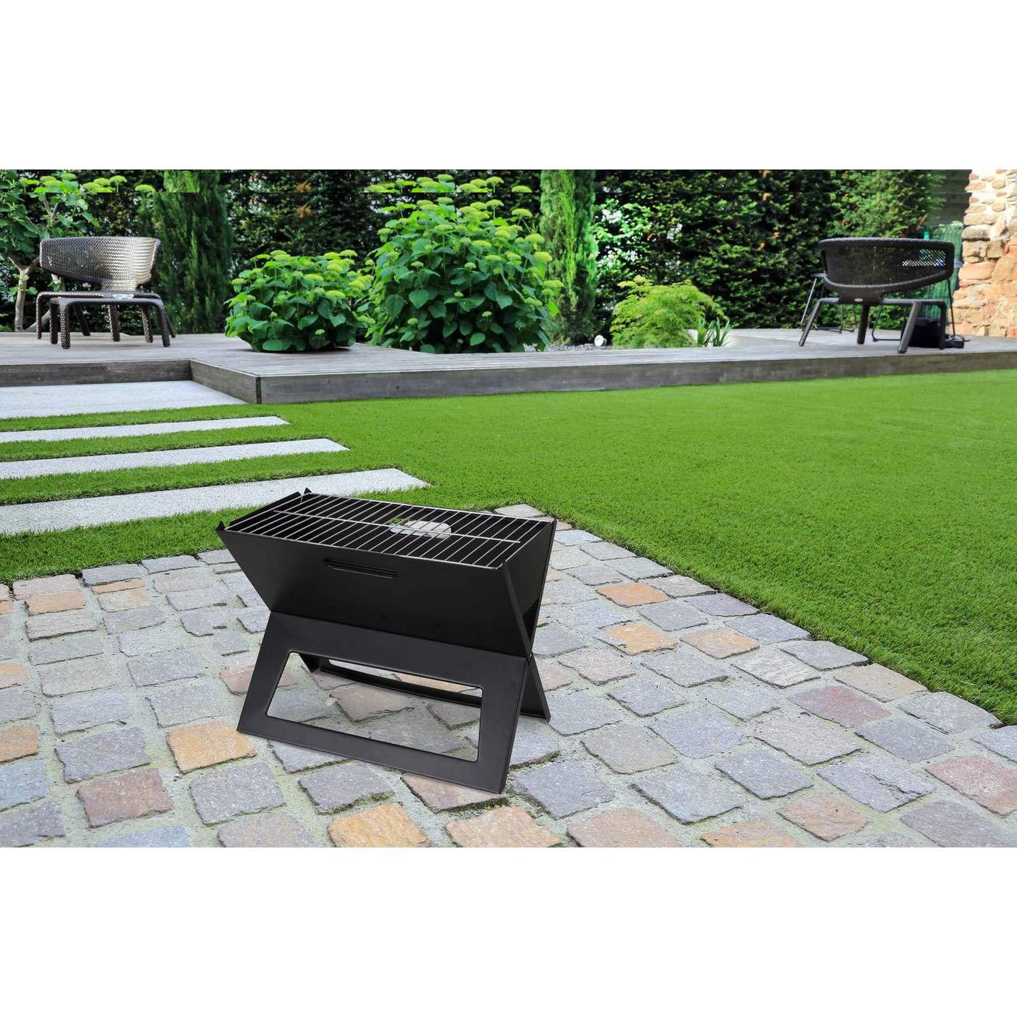 Voir la diapositive 2 : SUNNYDAYS Barbecue à charbon pliable - l. 44,5 x l. 30,5 cm - noir