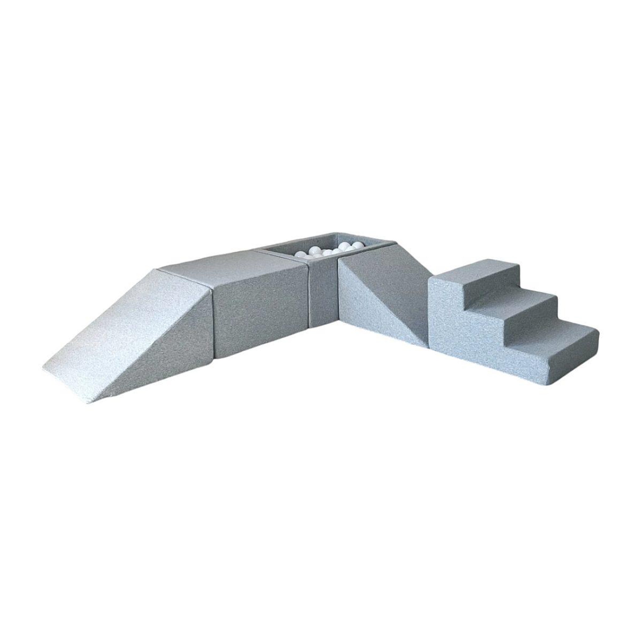 MONIO FOR KIDS Jeu en mousse 5 éléments avec mini piscine à balles gris clair