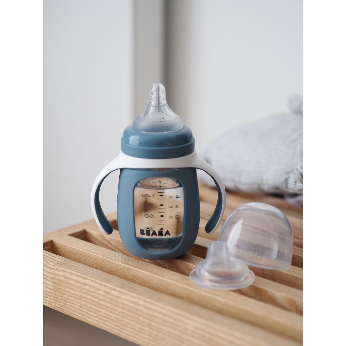 BEABA Tasse verre d apprentissage 2 en 1 210 ml