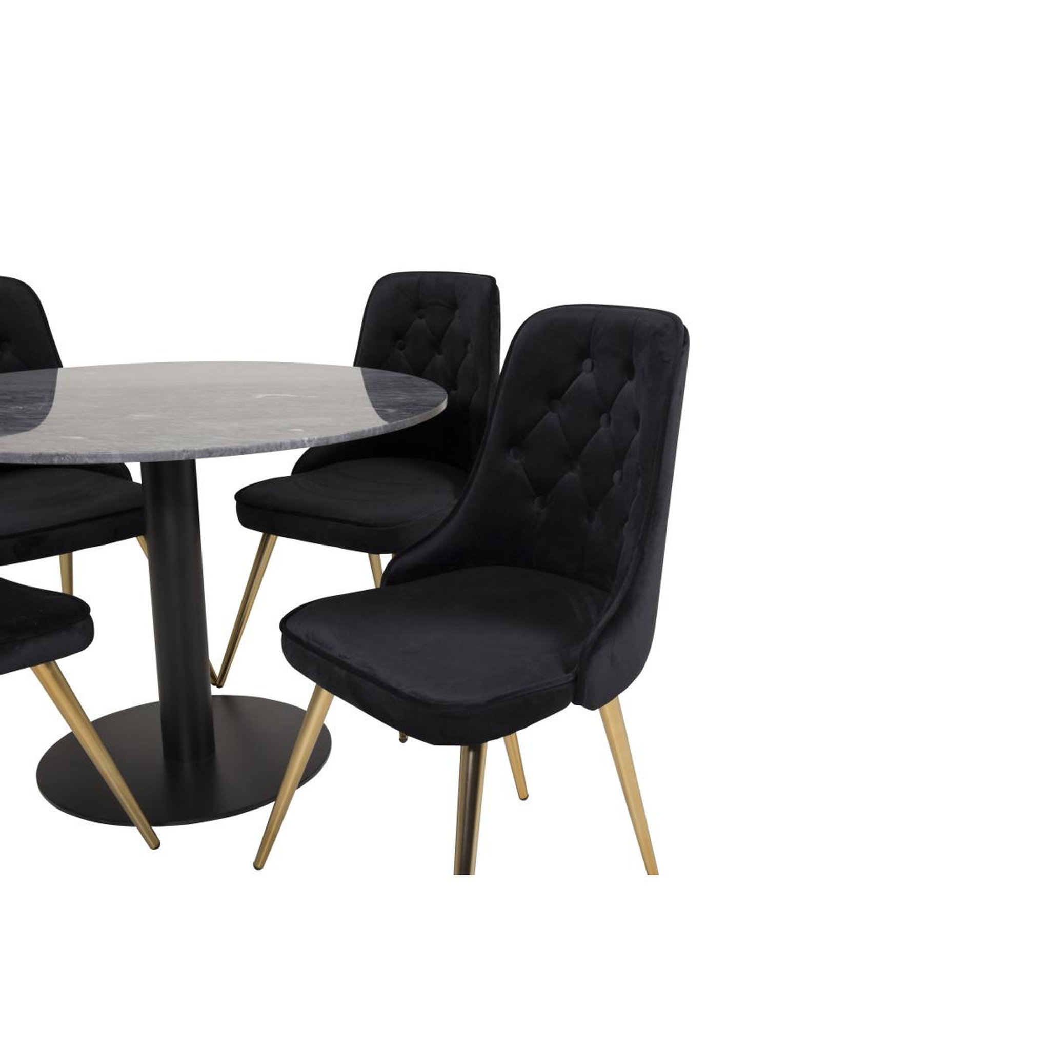 Voir la diapositive 3 : Paris Prix Ensemble Table à Manger & 4 Chaises  Estelle I & Deluxe II  106cm Gris Foncé & Noir