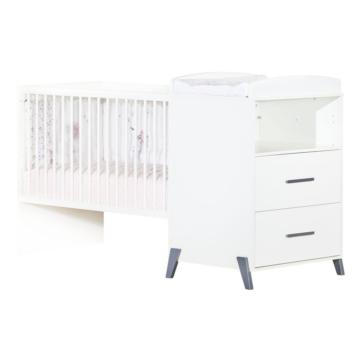 BABY PRICE  Lit bébé combiné 120x60 évolutif en 90x190cm JOY coloris gris  