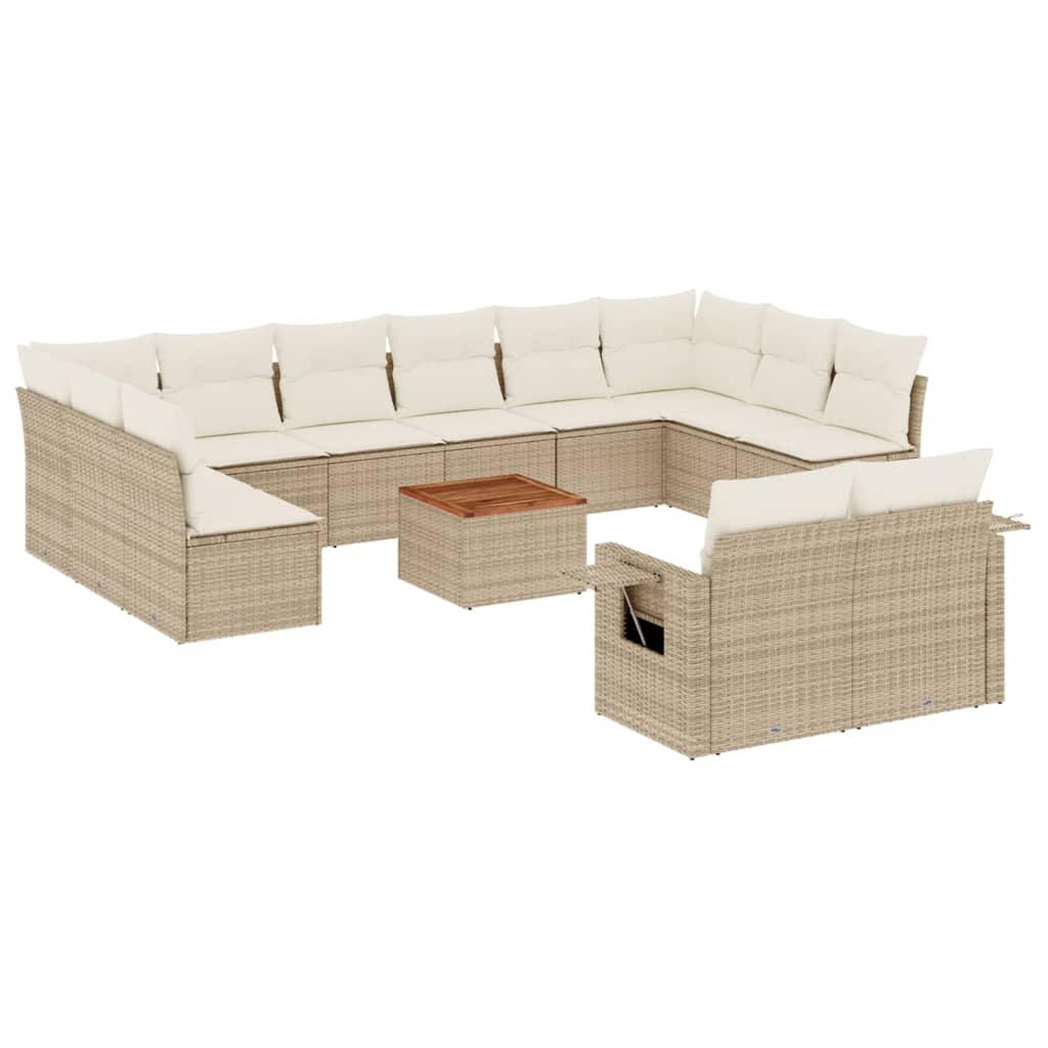 Voir la diapositive 2 : VIDAXL Salon de jardin avec coussins 13 pcs beige resine tressee