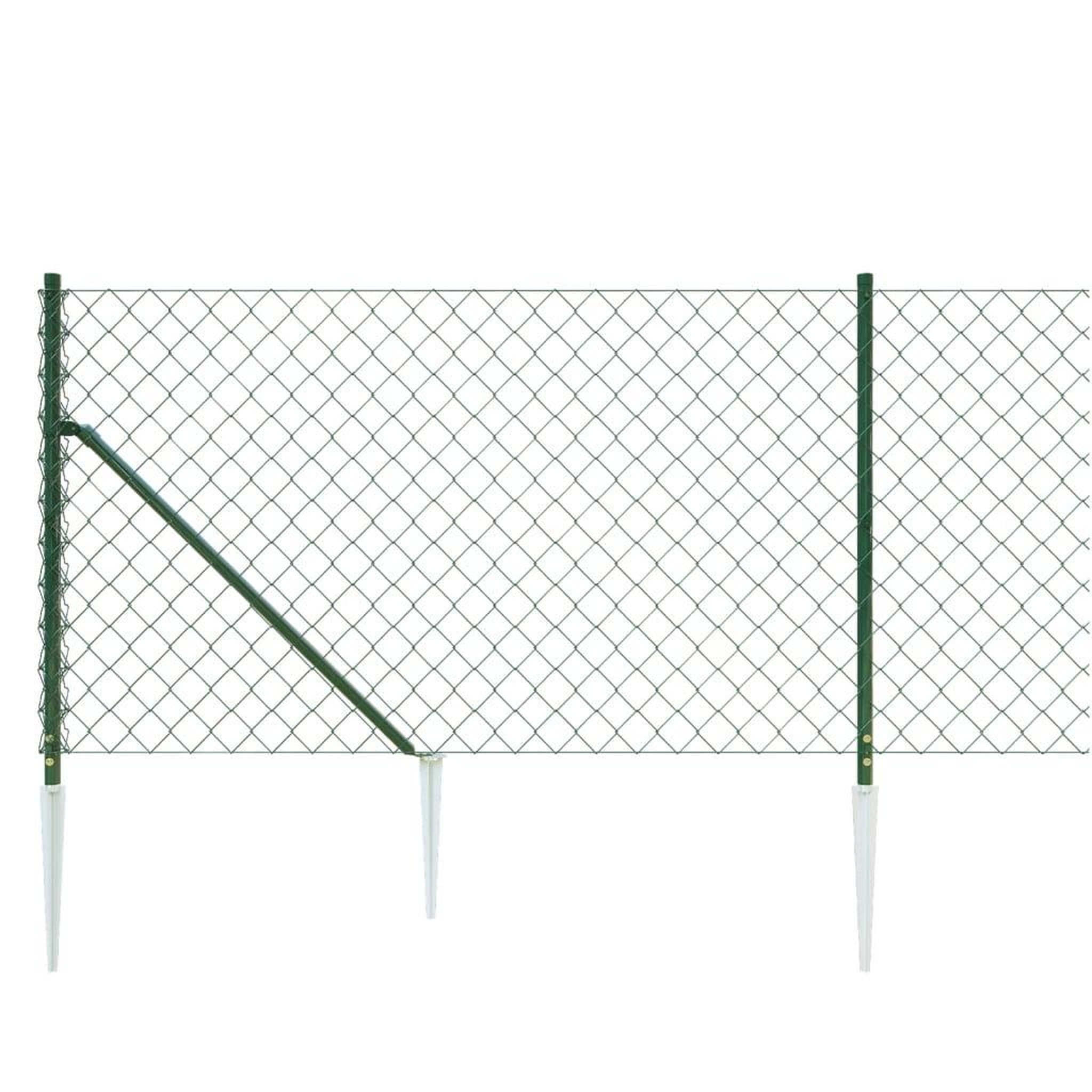 Voir la diapositive 4 : VIDAXL Cloture a mailles losangees avec piquet d'ancrage vert 1,1x25 m