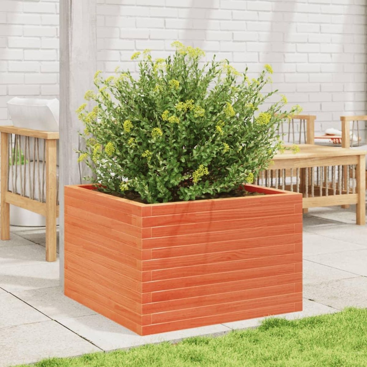 VIDAXL Jardiniere cire marron 70x70x45,5 cm bois de pin massif