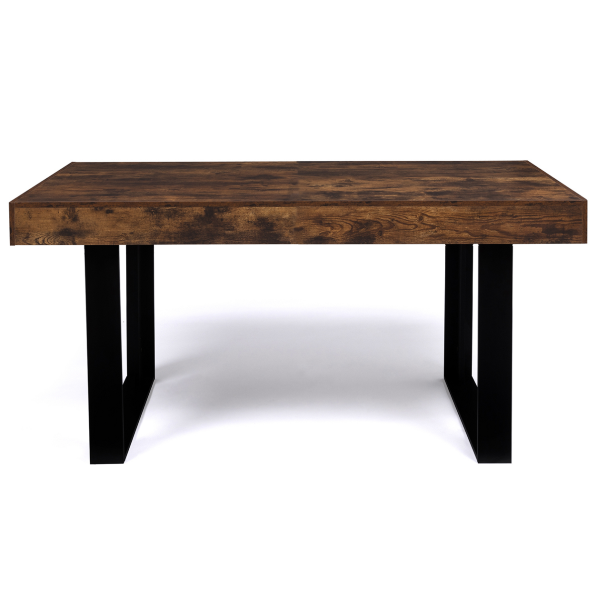 ID MARKET Table à manger rectangle PHOENIX 6 personnes bois effet vieilli et noir 160 cm
